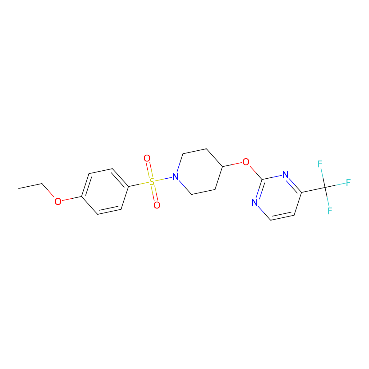 2-{[1-(4-Ethoxybenzenesulfonyl)piperidin-4-yl]oxy}-4-(trifluoromethyl)pyrimidine molecular structure, CAS 2380191-80-8