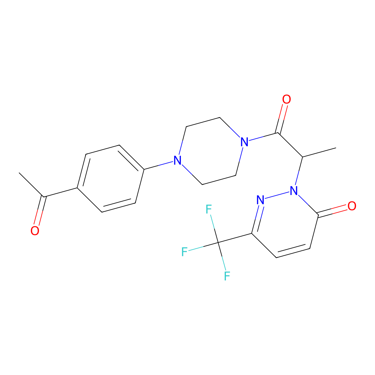 2-{1-[4-(4-Acetylphenyl)piperazin-1-yl]-1-oxopropan-2-yl}-6-(trifluoromethyl)-2,3-dihydropyridazin-3-one molecular structure, CAS 2380191-82-0