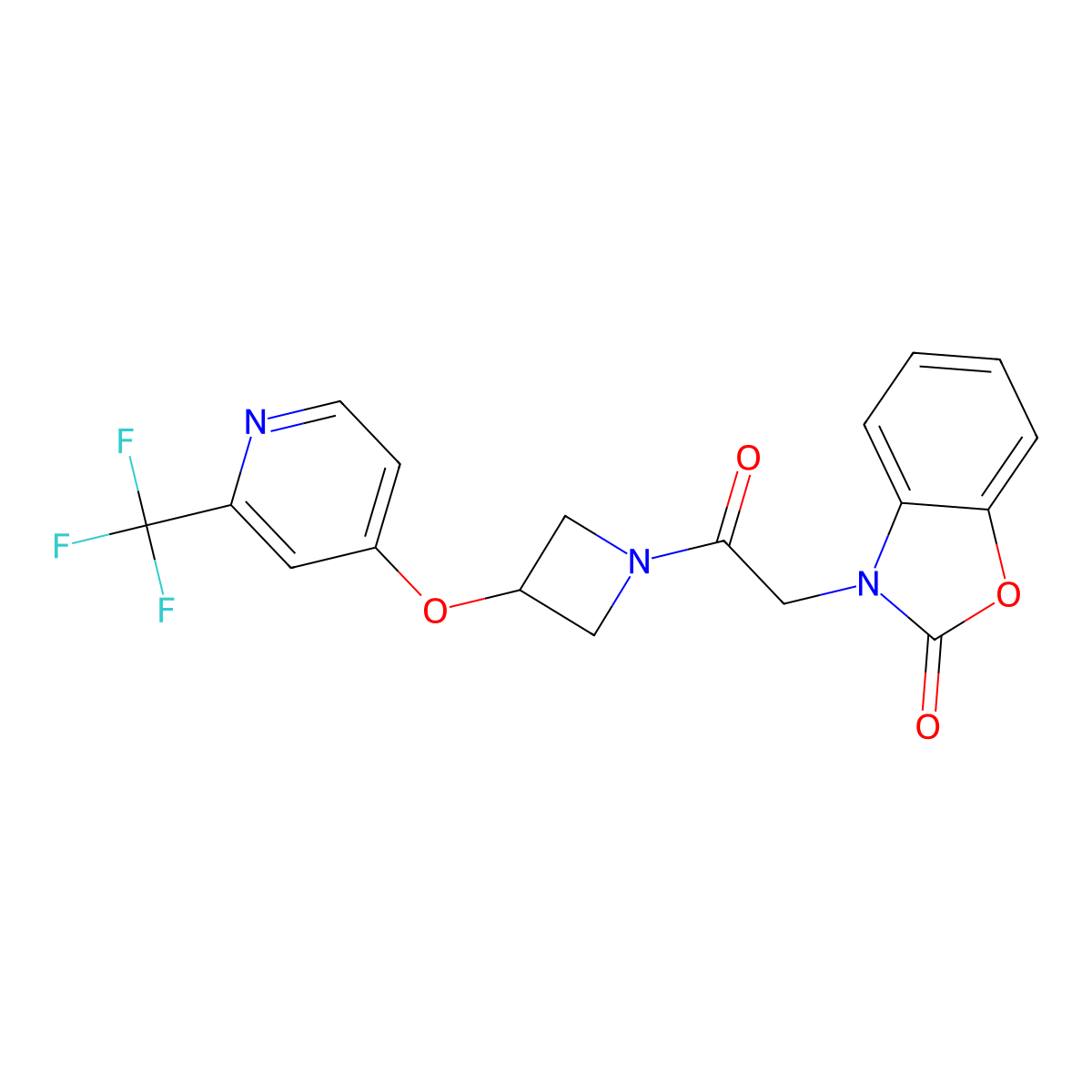 3-[2-Oxo-2-(3-{[2-(trifluoromethyl)pyridin-4-yl]oxy}azetidin-1-yl)ethyl]-2,3-dihydro-1,3-benzoxazol-2-one molecular structure, CAS 2380191-83-1