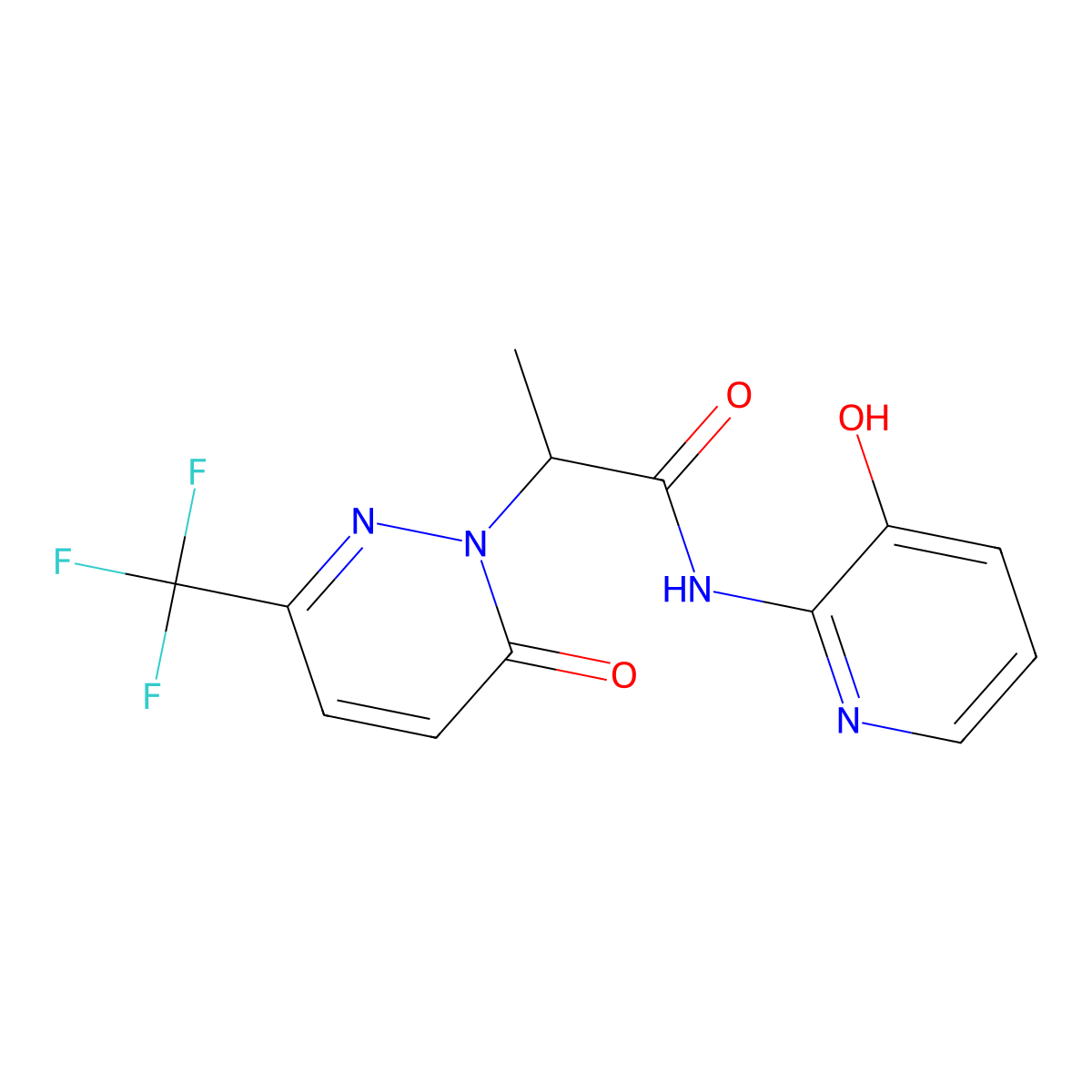N-(3-hydroxypyridin-2-yl)-2-[6-oxo-3-(trifluoromethyl)-1,6-dihydropyridazin-1-yl]propanamide molecular structure, CAS 2380191-88-6