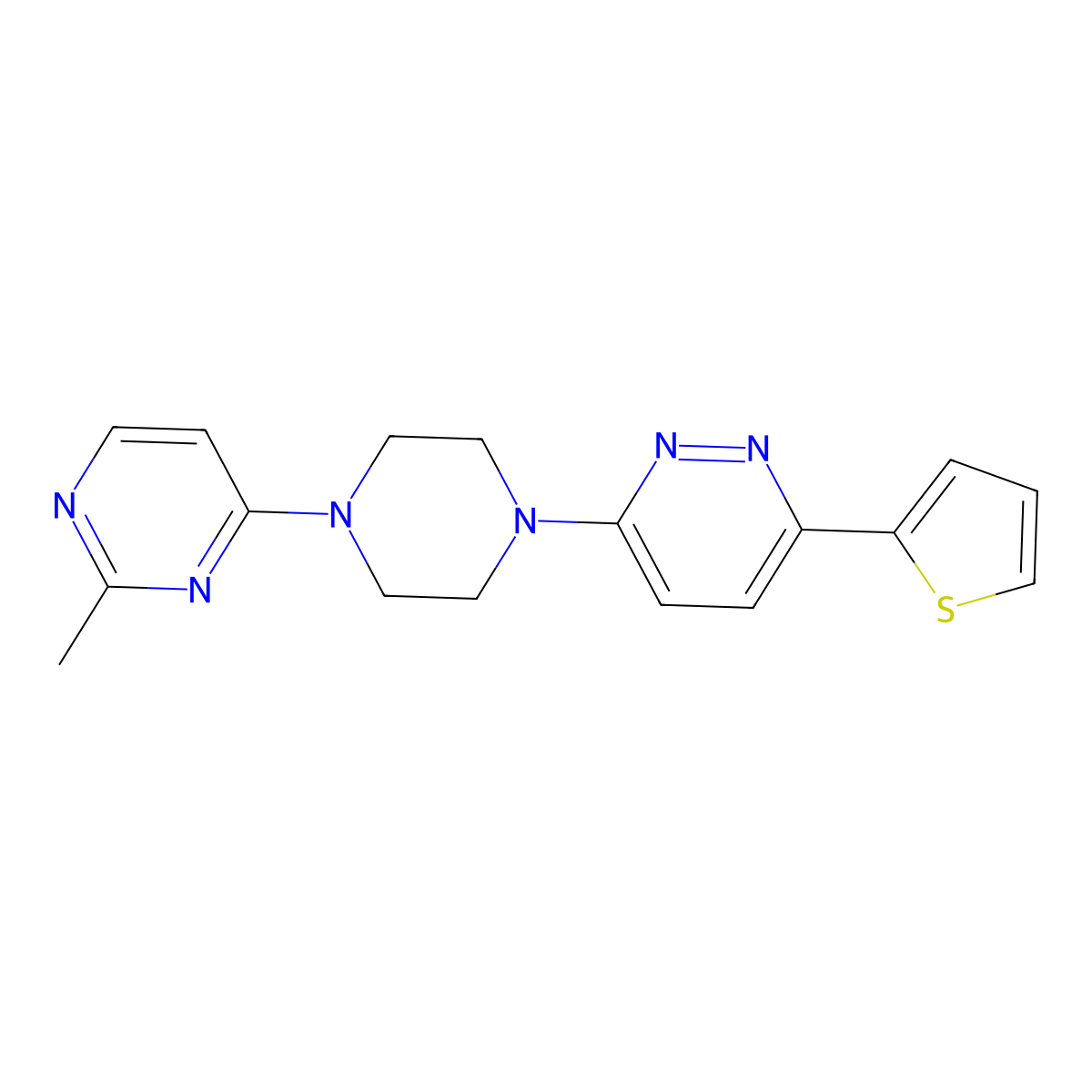 3-[4-(2-Methylpyrimidin-4-yl)piperazin-1-yl]-6-(thiophen-2-yl)pyridazine molecular structure, CAS 2380191-89-7