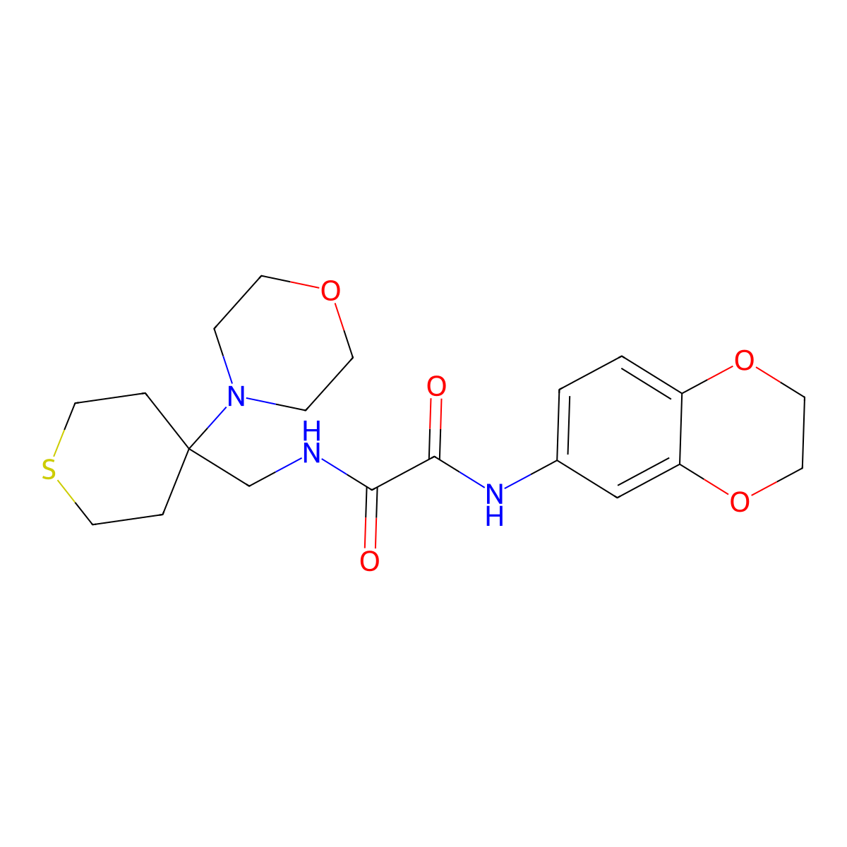 N'-(2,3-dihydro-1,4-benzodioxin-6-yl)-N-{[4-(morpholin-4-yl)thian-4-yl]methyl}ethanediamide molecular structure, CAS 2380191-92-2