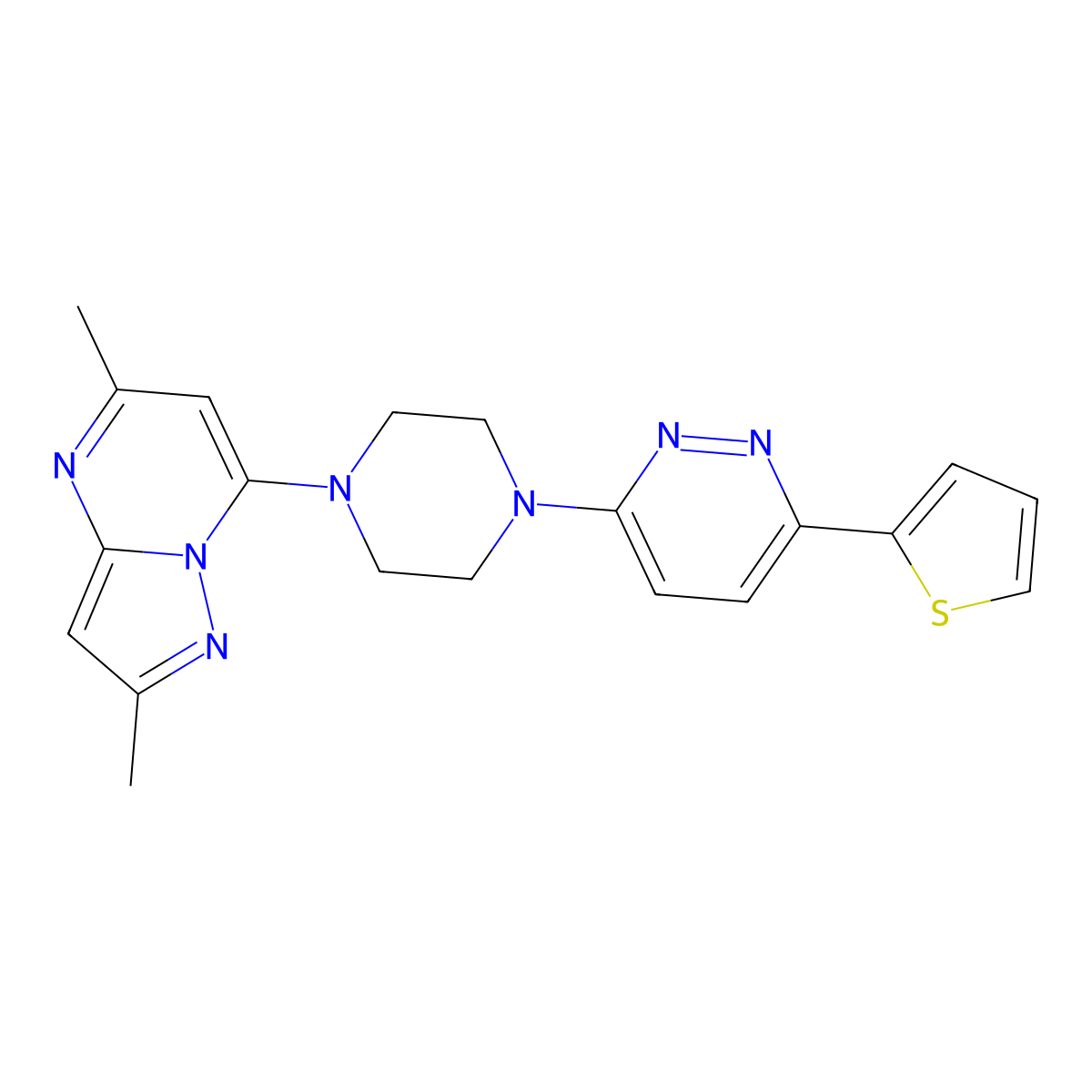 3-(4-{2,5-Dimethylpyrazolo[1,5-a]pyrimidin-7-yl}piperazin-1-yl)-6-(thiophen-2-yl)pyridazine molecular structure, CAS 2380192-03-8