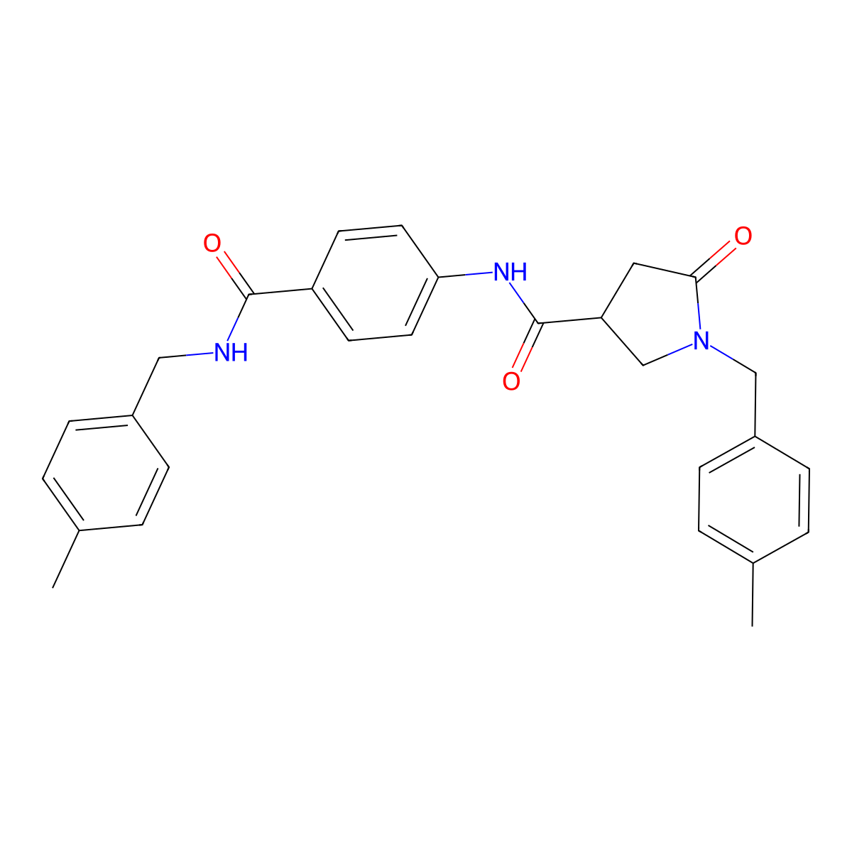 1-[(4-methylphenyl)methyl]-N-(4-{[(4-methylphenyl)methyl]carbamoyl}phenyl)-5-oxopyrrolidine-3-carboxamide molecular structure, CAS 2380192-08-3