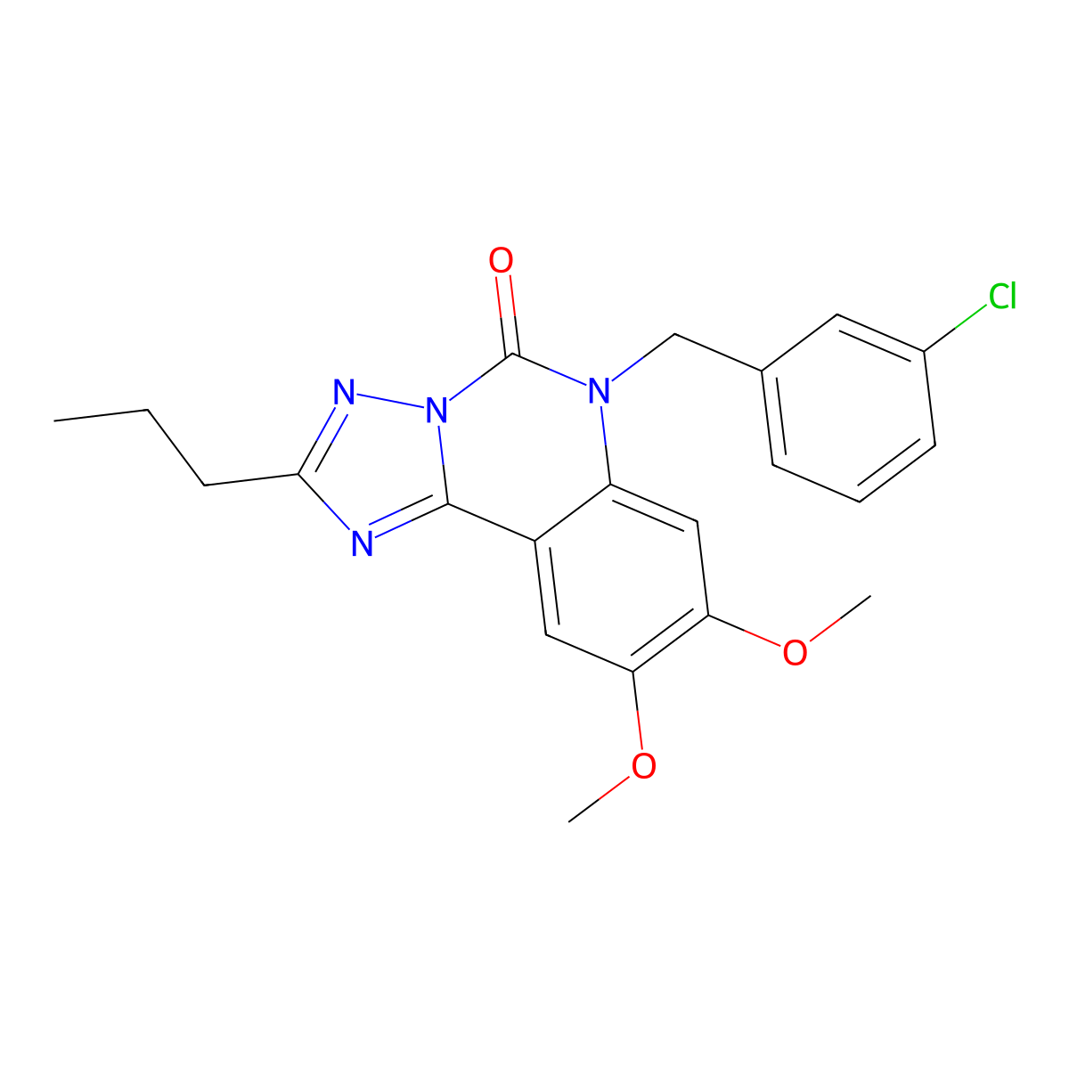 6-[(3-chlorophenyl)methyl]-8,9-dimethoxy-2-propyl-5H,6H-[1,2,4]triazolo[1,5-c]quinazolin-5-one molecular structure, CAS 2380192-12-9