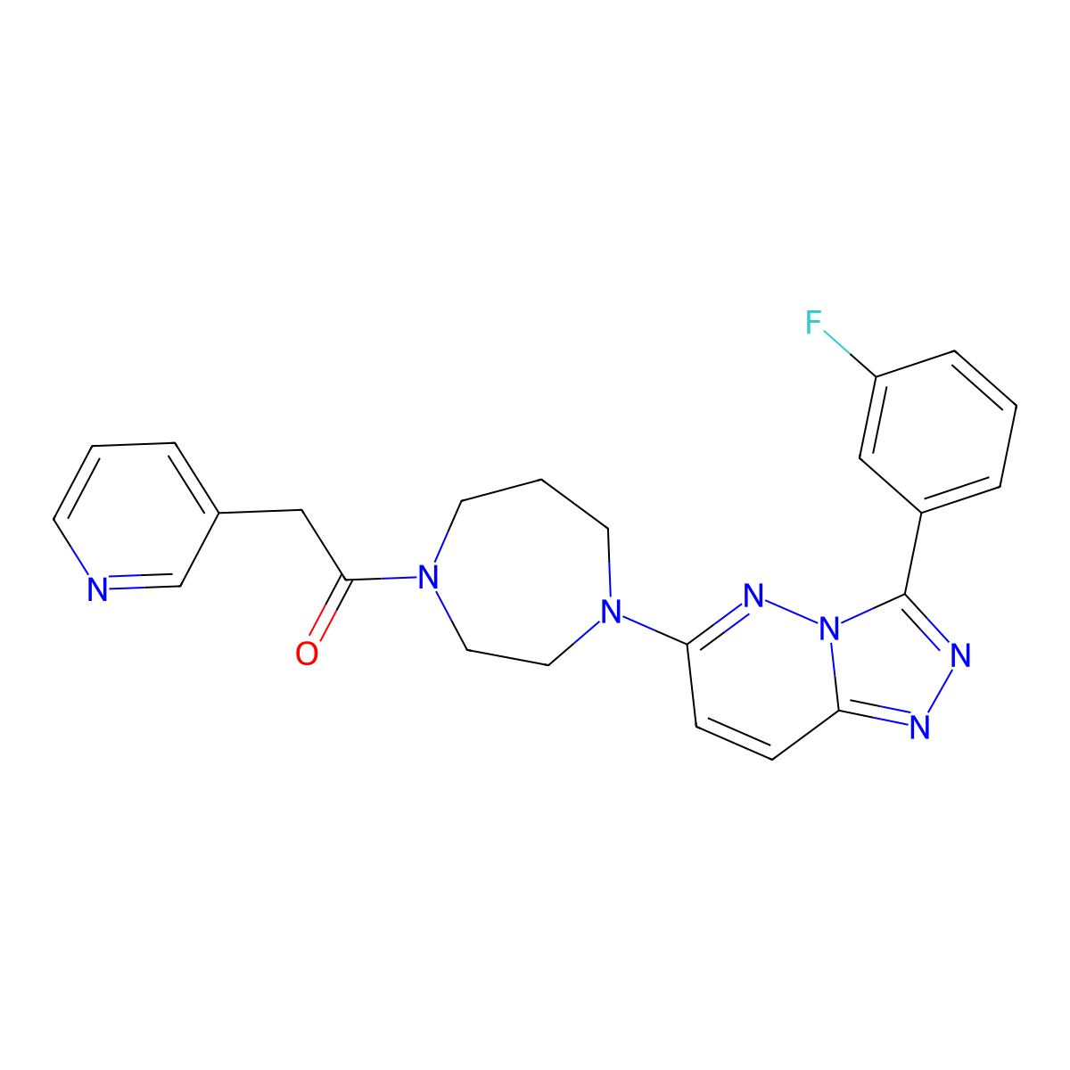 1-{4-[3-(3-Fluorophenyl)-[1,2,4]triazolo[4,3-b]pyridazin-6-yl]-1,4-diazepan-1-yl}-2-(pyridin-3-yl)ethan-1-one molecular structure, CAS 2380192-13-0