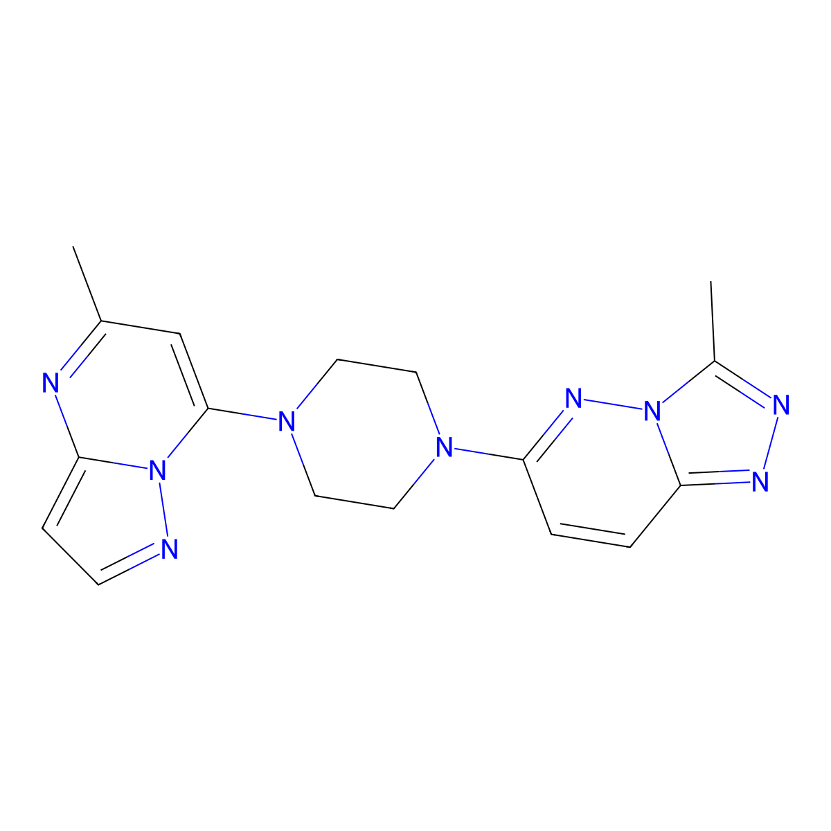 1-{3-Methyl-[1,2,4]triazolo[4,3-b]pyridazin-6-yl}-4-{5-methylpyrazolo[1,5-a]pyrimidin-7-yl}piperazine molecular structure, CAS 2380192-16-3