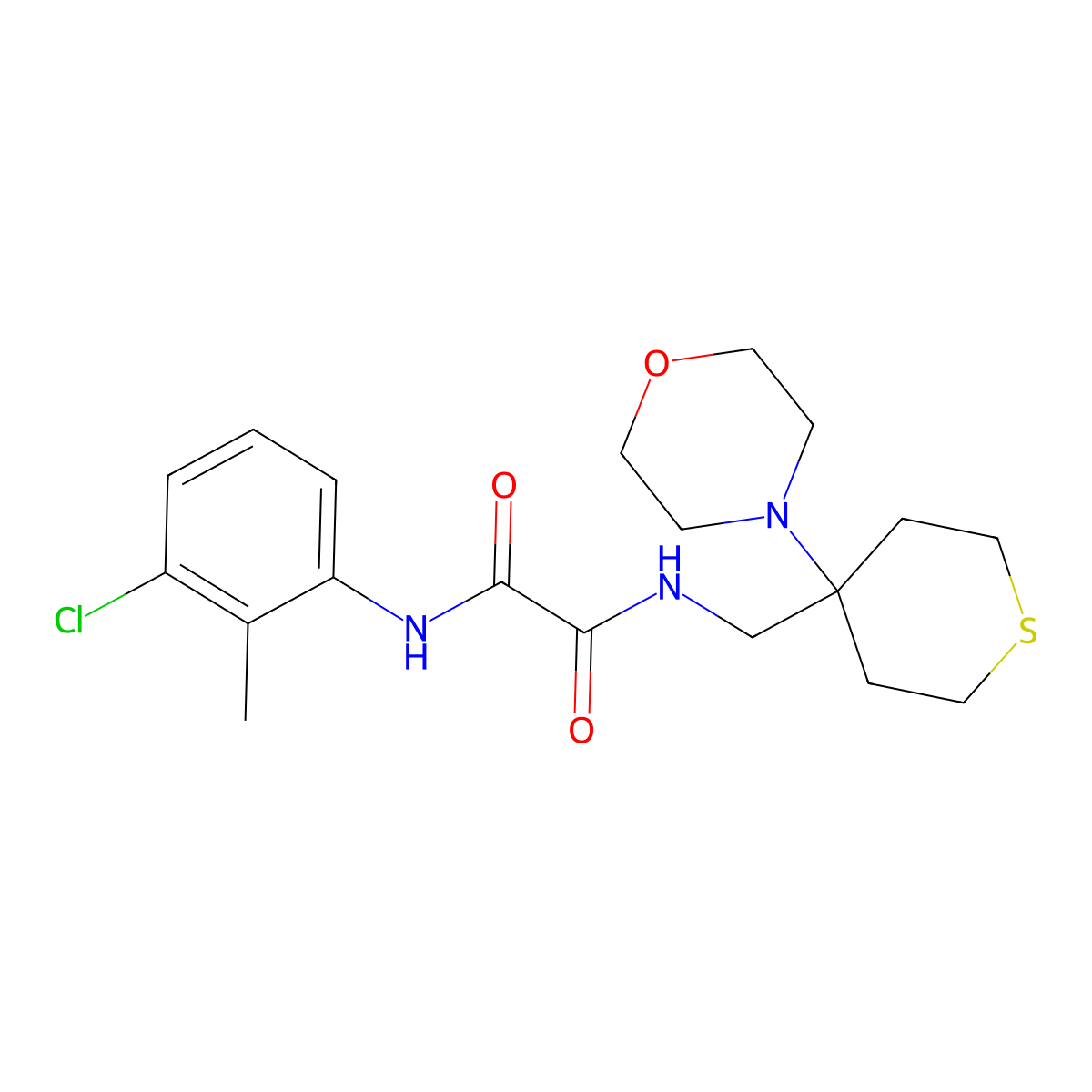 N-(3-chloro-2-methylphenyl)-N'-{[4-(morpholin-4-yl)thian-4-yl]methyl}ethanediamide molecular structure, CAS 2380192-17-4