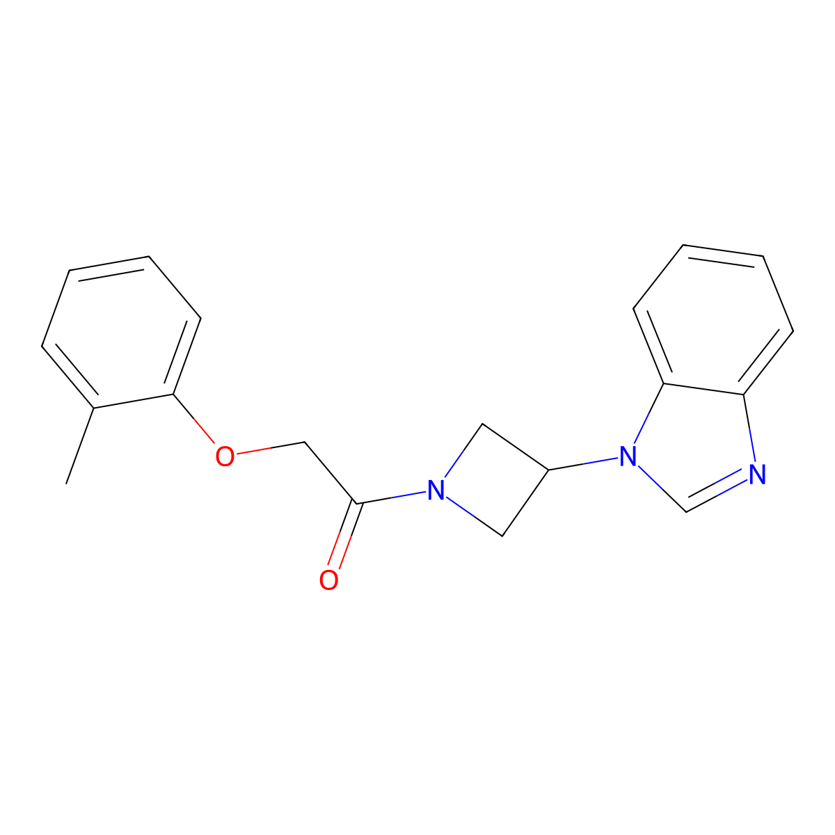 1-[3-(1H-1,3-benzodiazol-1-yl)azetidin-1-yl]-2-(2-methylphenoxy)ethan-1-one molecular structure, CAS 2380192-18-5