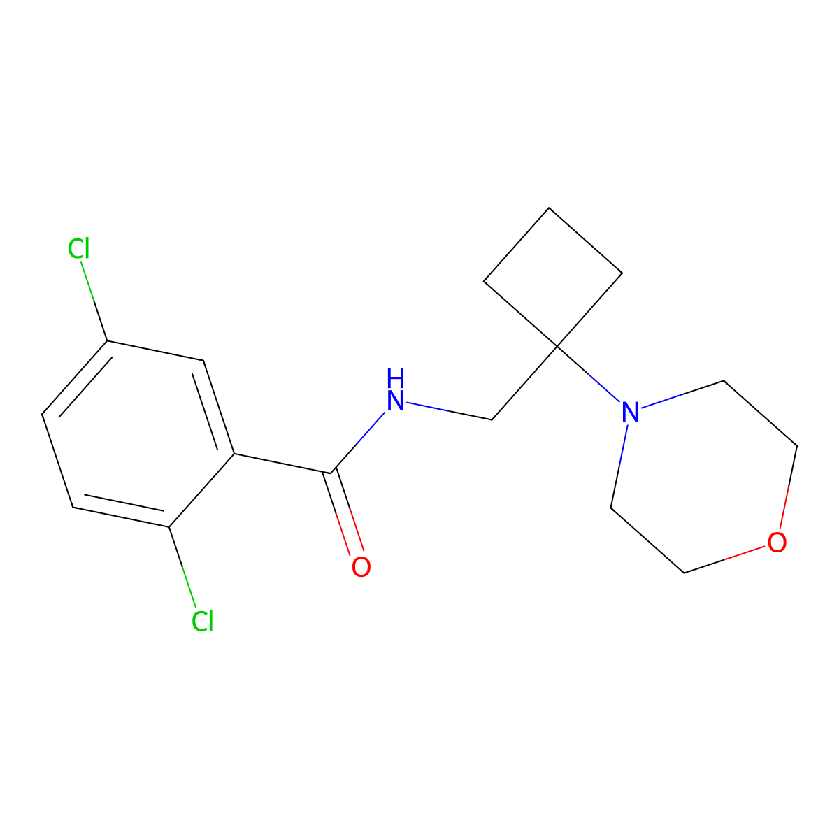 2,5-dichloro-N-{[1-(morpholin-4-yl)cyclobutyl]methyl}benzamide molecular structure, CAS 2380192-19-6