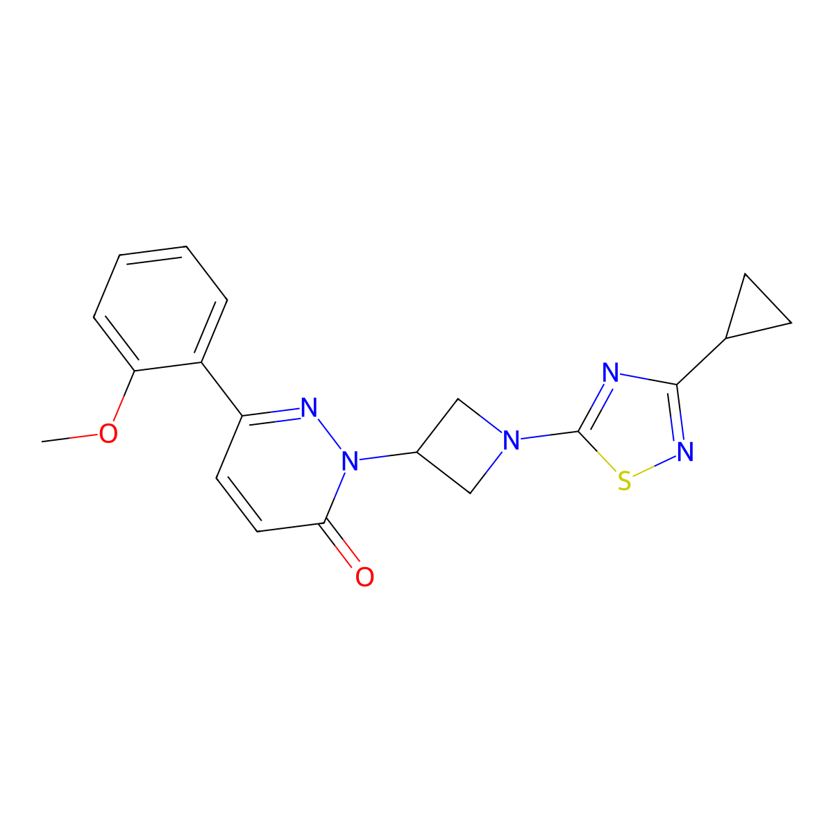 2-[1-(3-Cyclopropyl-1,2,4-thiadiazol-5-yl)azetidin-3-yl]-6-(2-methoxyphenyl)-2,3-dihydropyridazin-3-one molecular structure, CAS 2380192-27-6