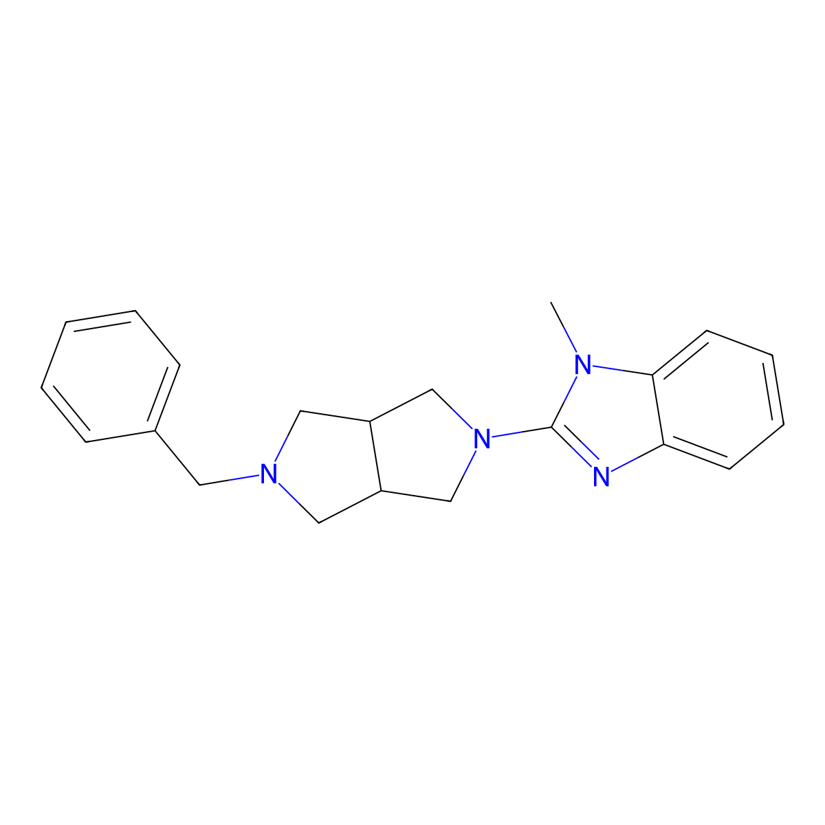 2-{5-benzyl-octahydropyrrolo[3,4-c]pyrrol-2-yl}-1-methyl-1H-1,3-benzodiazole molecular structure, CAS 2380192-32-3