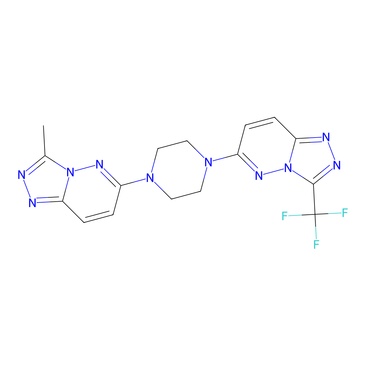 1-{3-Methyl-[1,2,4]triazolo[4,3-b]pyridazin-6-yl}-4-[3-(trifluoromethyl)-[1,2,4]triazolo[4,3-b]pyridazin-6-yl]piperazine molecular structure, CAS 2380192-37-8