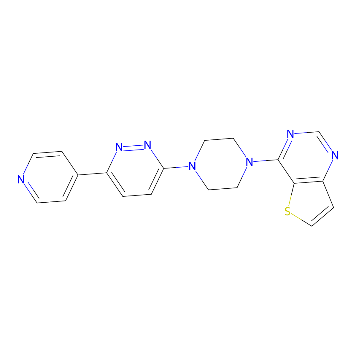 3-(Pyridin-4-yl)-6-(4-{thieno[3,2-d]pyrimidin-4-yl}piperazin-1-yl)pyridazine molecular structure, CAS 2380192-43-6