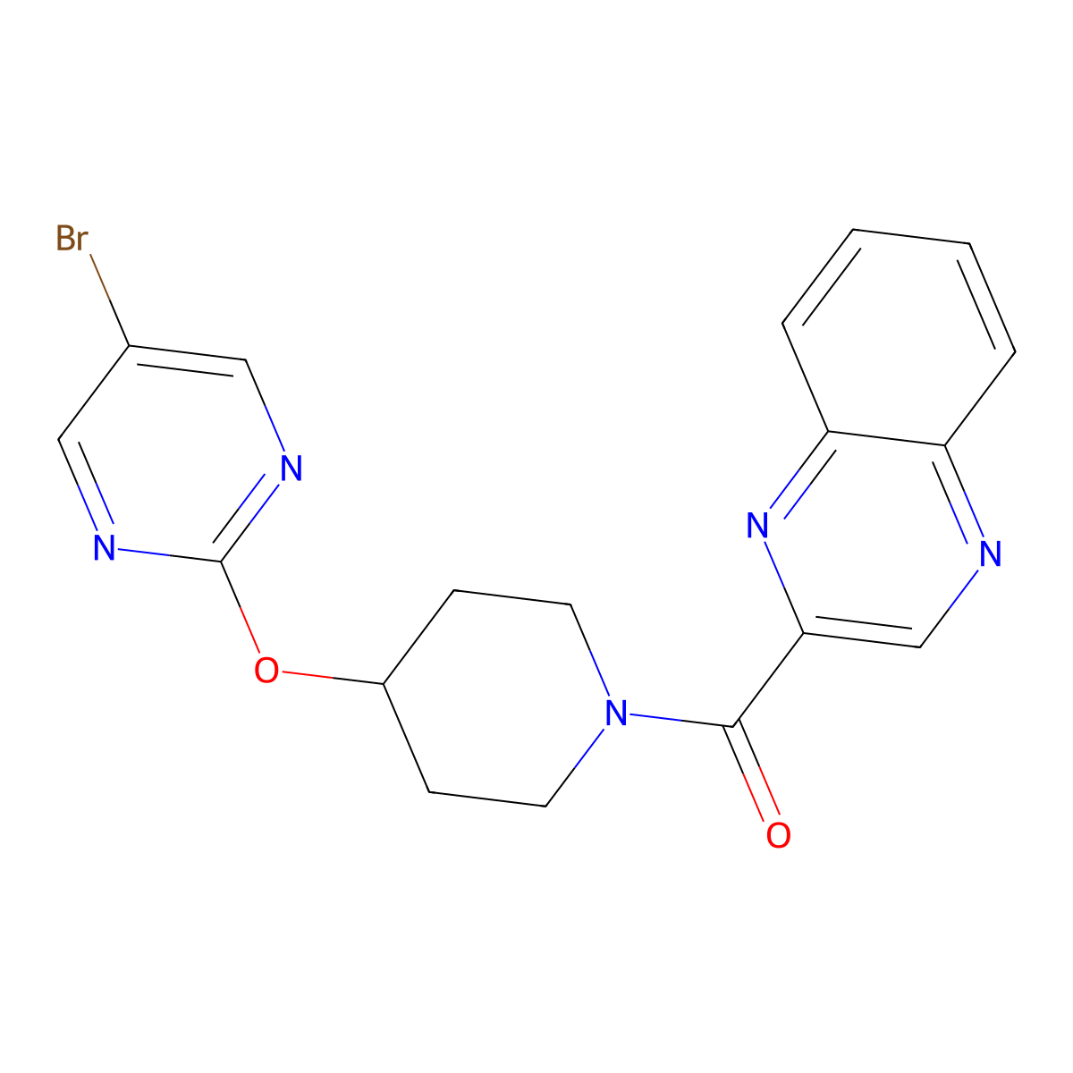 2-{4-[(5-Bromopyrimidin-2-yl)oxy]piperidine-1-carbonyl}quinoxaline molecular structure, CAS 2380192-44-7
