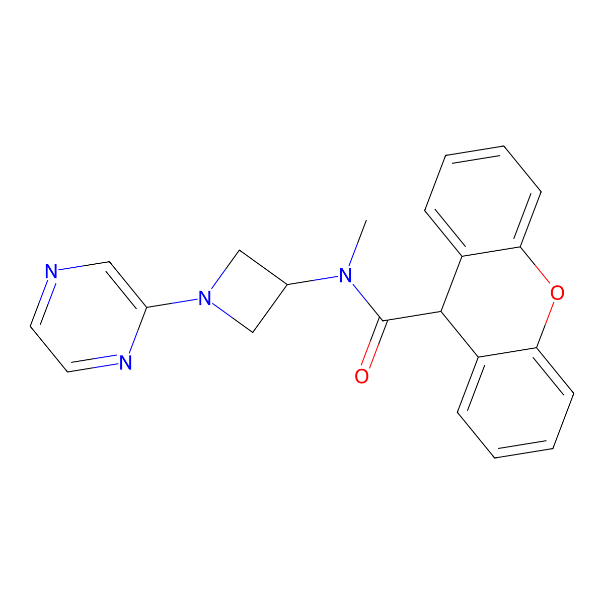 N-methyl-N-[1-(pyrazin-2-yl)azetidin-3-yl]-9H-xanthene-9-carboxamide molecular structure, CAS 2380192-46-9