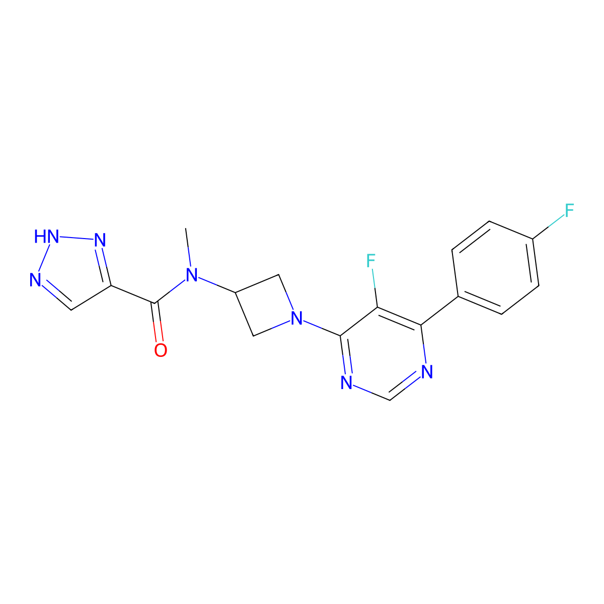N-{1-[5-fluoro-6-(4-fluorophenyl)pyrimidin-4-yl]azetidin-3-yl}-N-methyl-2H-1,2,3-triazole-4-carboxamide molecular structure, CAS 2380192-47-0