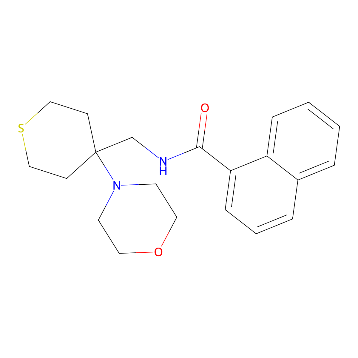 N-{[4-(morpholin-4-yl)thian-4-yl]methyl}naphthalene-1-carboxamide molecular structure, CAS 2380192-53-8