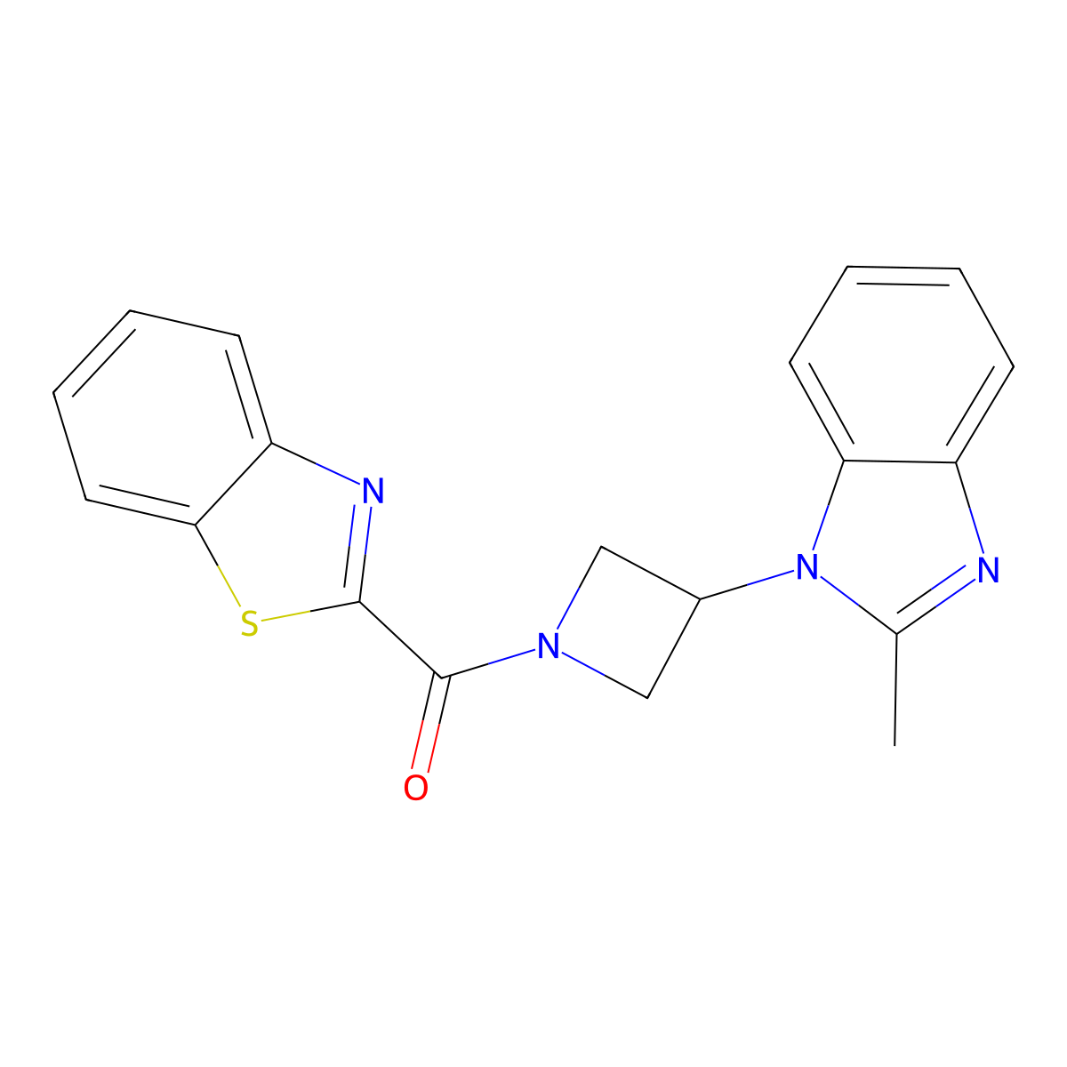 2-[3-(2-methyl-1H-1,3-benzodiazol-1-yl)azetidine-1-carbonyl]-1,3-benzothiazole molecular structure, CAS 2380192-55-0