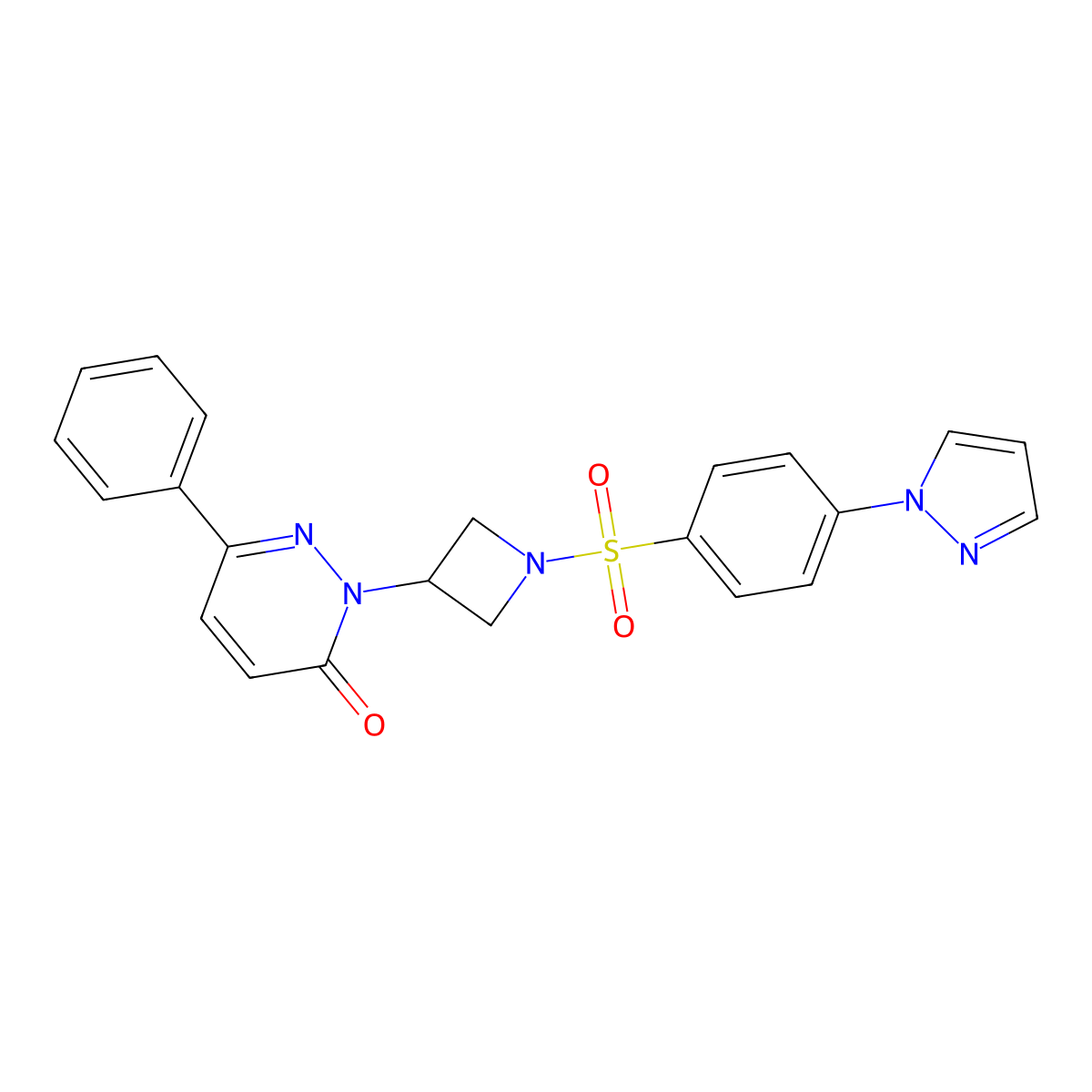 6-Phenyl-2-[1-(4-pyrazol-1-ylphenyl)sulfonylazetidin-3-yl]pyridazin-3-one molecular structure, CAS 2380192-56-1
