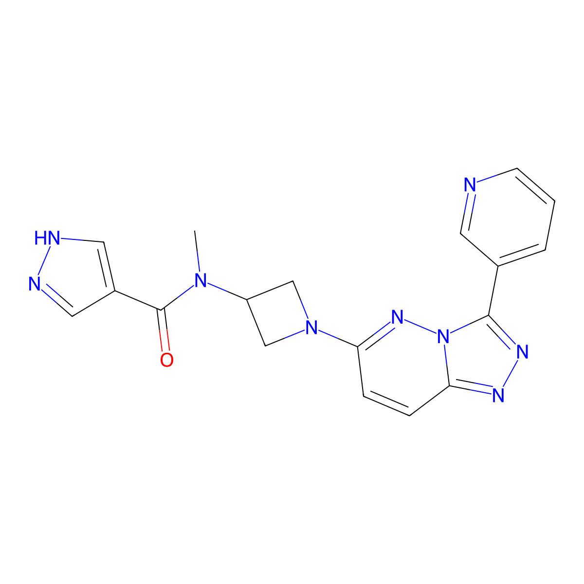 N-Methyl-N-[1-(3-pyridin-3-yl-[1,2,4]triazolo[4,3-b]pyridazin-6-yl)azetidin-3-yl]-1H-pyrazole-4-carboxamide molecular structure, CAS 2380192-58-3