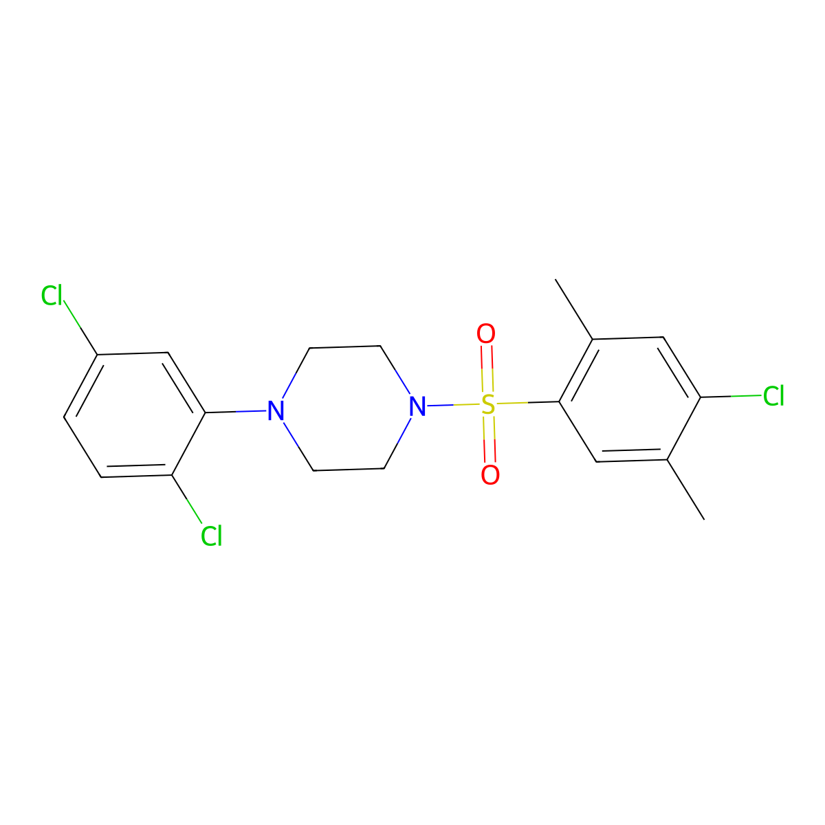 1-(4-Chloro-2,5-dimethylbenzenesulfonyl)-4-(2,5-dichlorophenyl)piperazine molecular structure, CAS 2380192-60-7