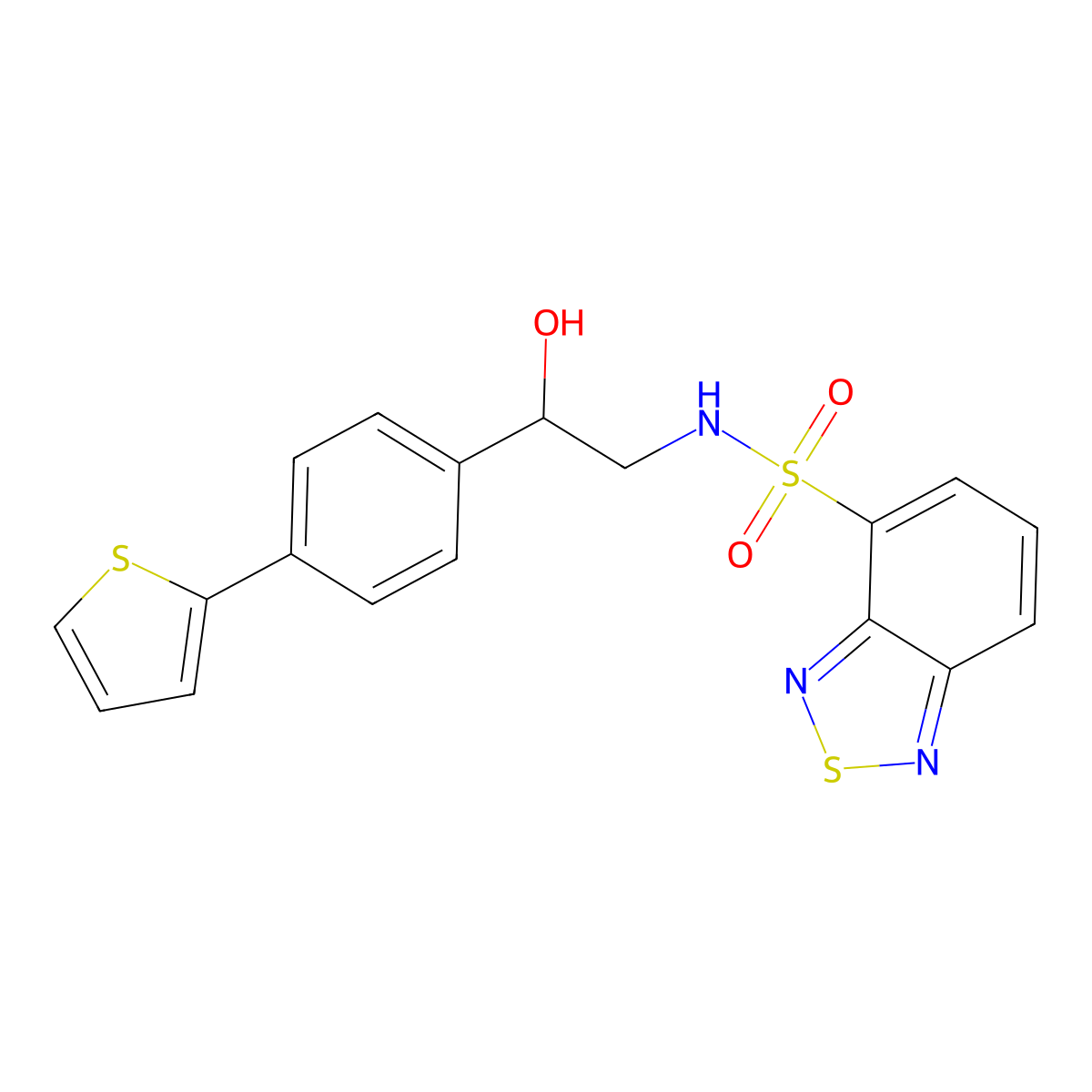 N-{2-hydroxy-2-[4-(thiophen-2-yl)phenyl]ethyl}-2,1,3-benzothiadiazole-4-sulfonamide molecular structure, CAS 2380192-64-1