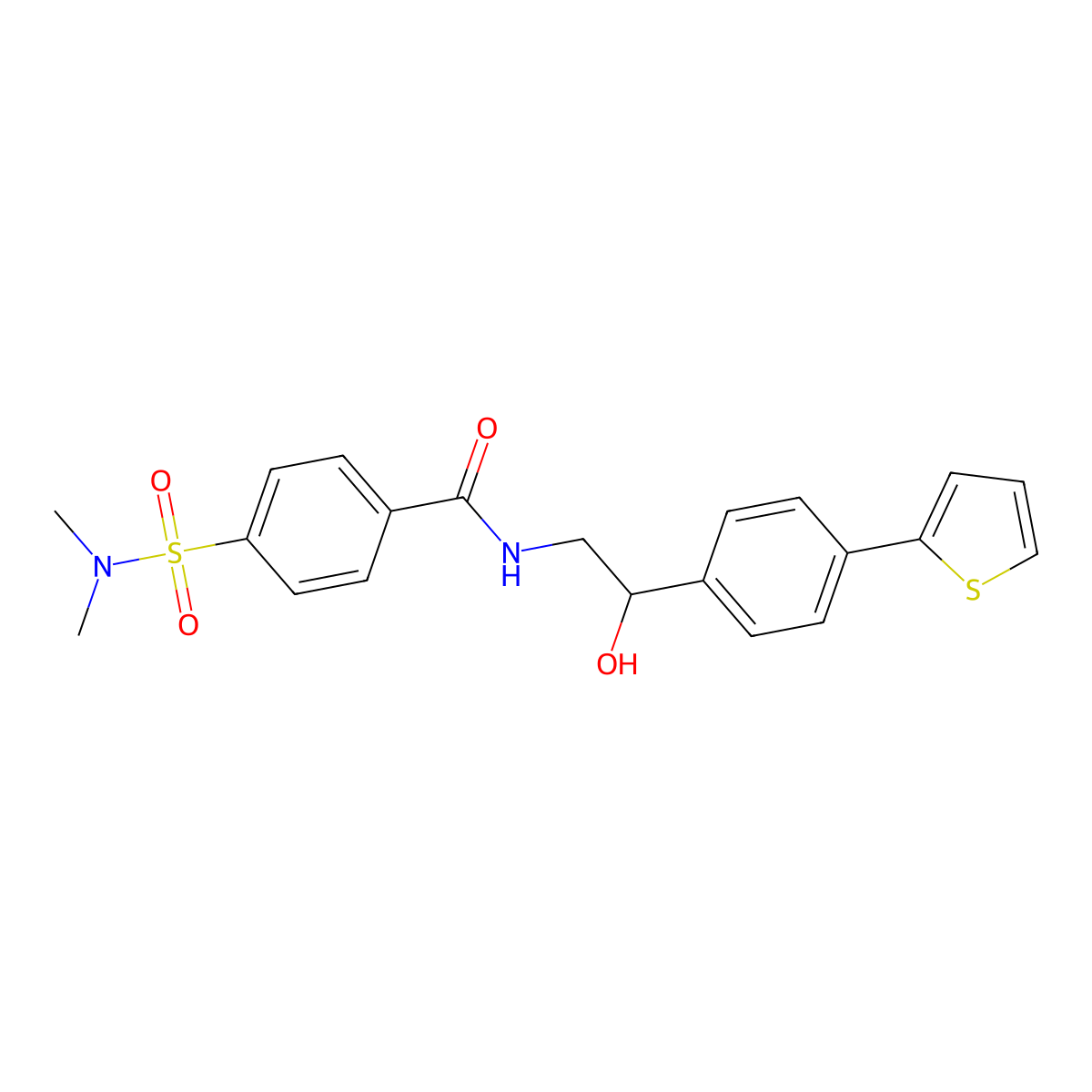 4-(dimethylsulfamoyl)-N-{2-hydroxy-2-[4-(thiophen-2-yl)phenyl]ethyl}benzamide molecular structure, CAS 2380192-65-2