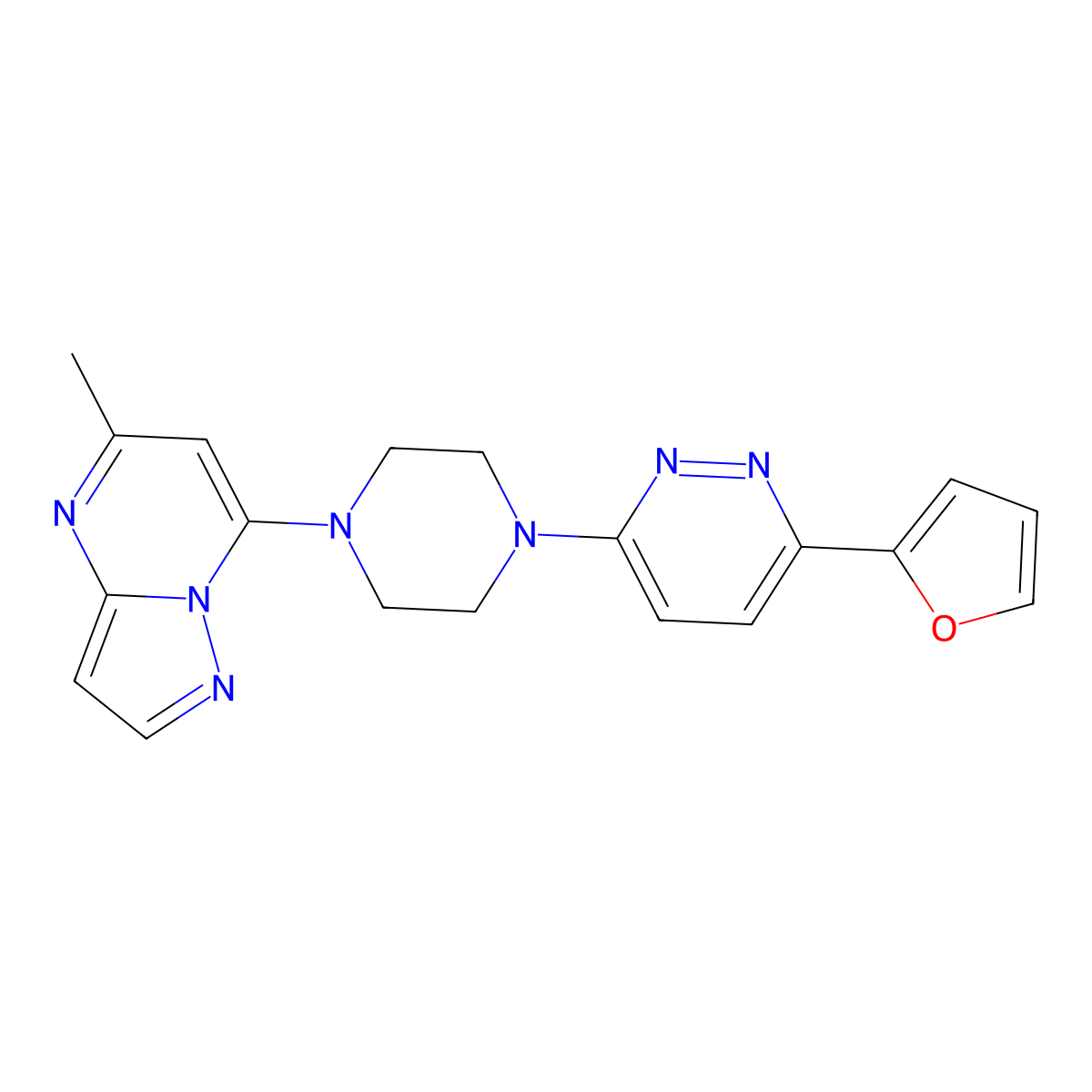 3-(Furan-2-yl)-6-(4-{5-methylpyrazolo[1,5-a]pyrimidin-7-yl}piperazin-1-yl)pyridazine molecular structure, CAS 2380192-69-6