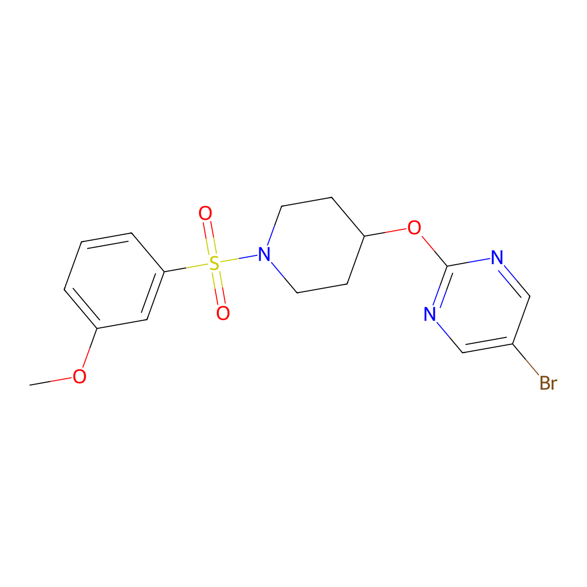 5-Bromo-2-{[1-(3-methoxybenzenesulfonyl)piperidin-4-yl]oxy}pyrimidine molecular structure, CAS 2380192-75-4