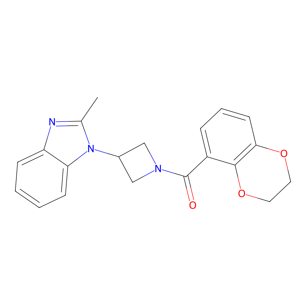 1-[1-(2,3-dihydro-1,4-benzodioxine-5-carbonyl)azetidin-3-yl]-2-methyl-1H-1,3-benzodiazole molecular structure, CAS 2380192-79-8