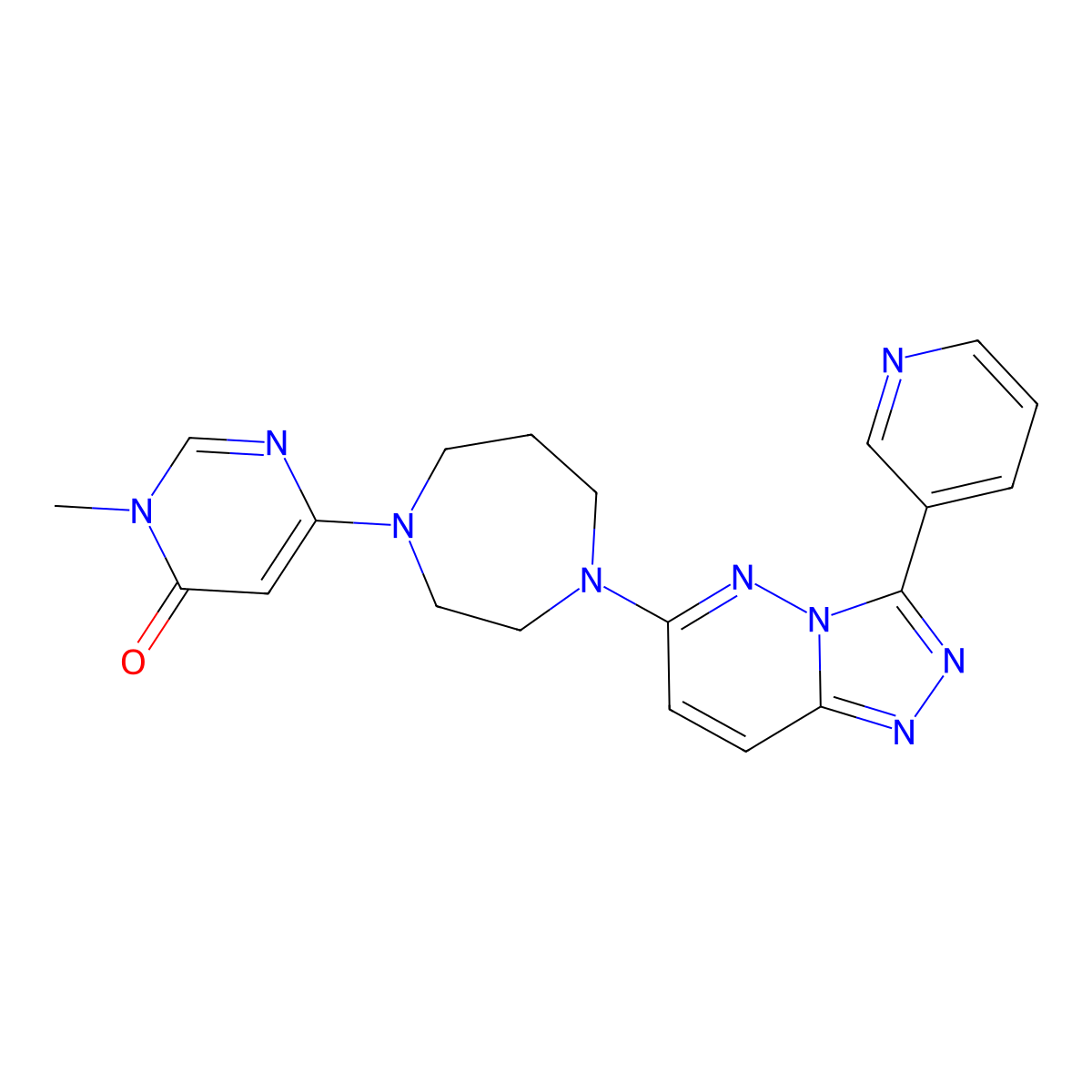 3-Methyl-6-{4-[3-(pyridin-3-yl)-[1,2,4]triazolo[4,3-b]pyridazin-6-yl]-1,4-diazepan-1-yl}-3,4-dihydropyrimidin-4-one molecular structure, CAS 2380192-80-1