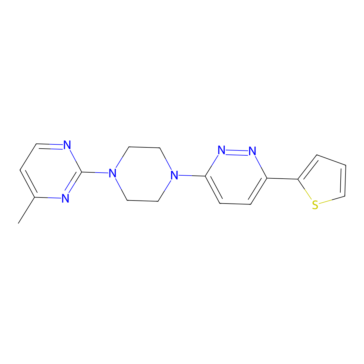 3-[4-(4-Methylpyrimidin-2-yl)piperazin-1-yl]-6-(thiophen-2-yl)pyridazine molecular structure, CAS 2380192-85-6