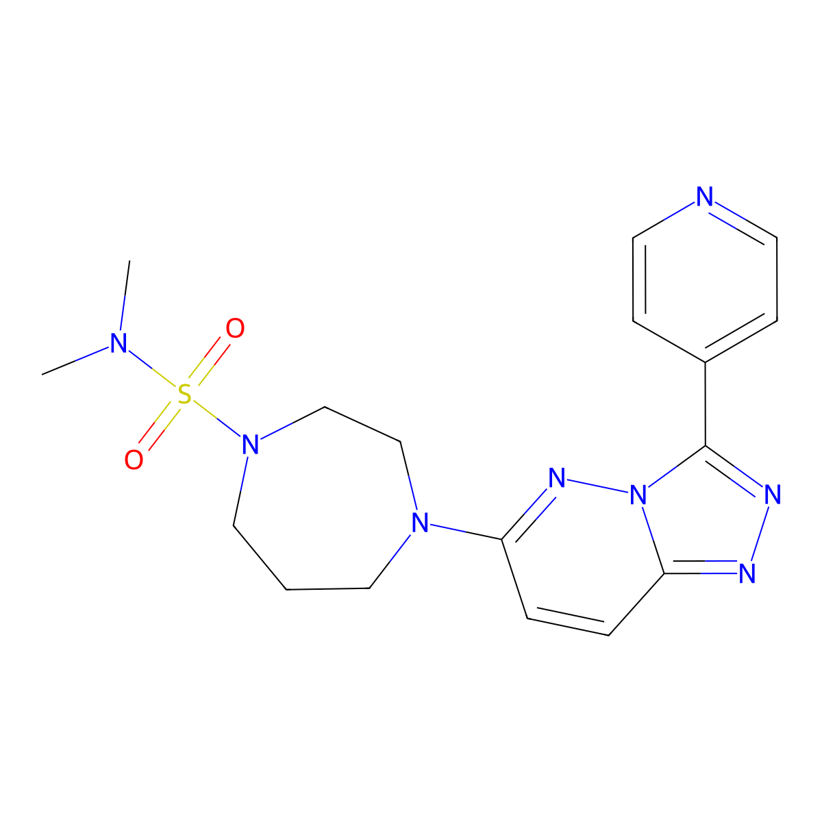N,N-dimethyl-4-[3-(pyridin-4-yl)-[1,2,4]triazolo[4,3-b]pyridazin-6-yl]-1,4-diazepane-1-sulfonamide molecular structure, CAS 2380192-97-0