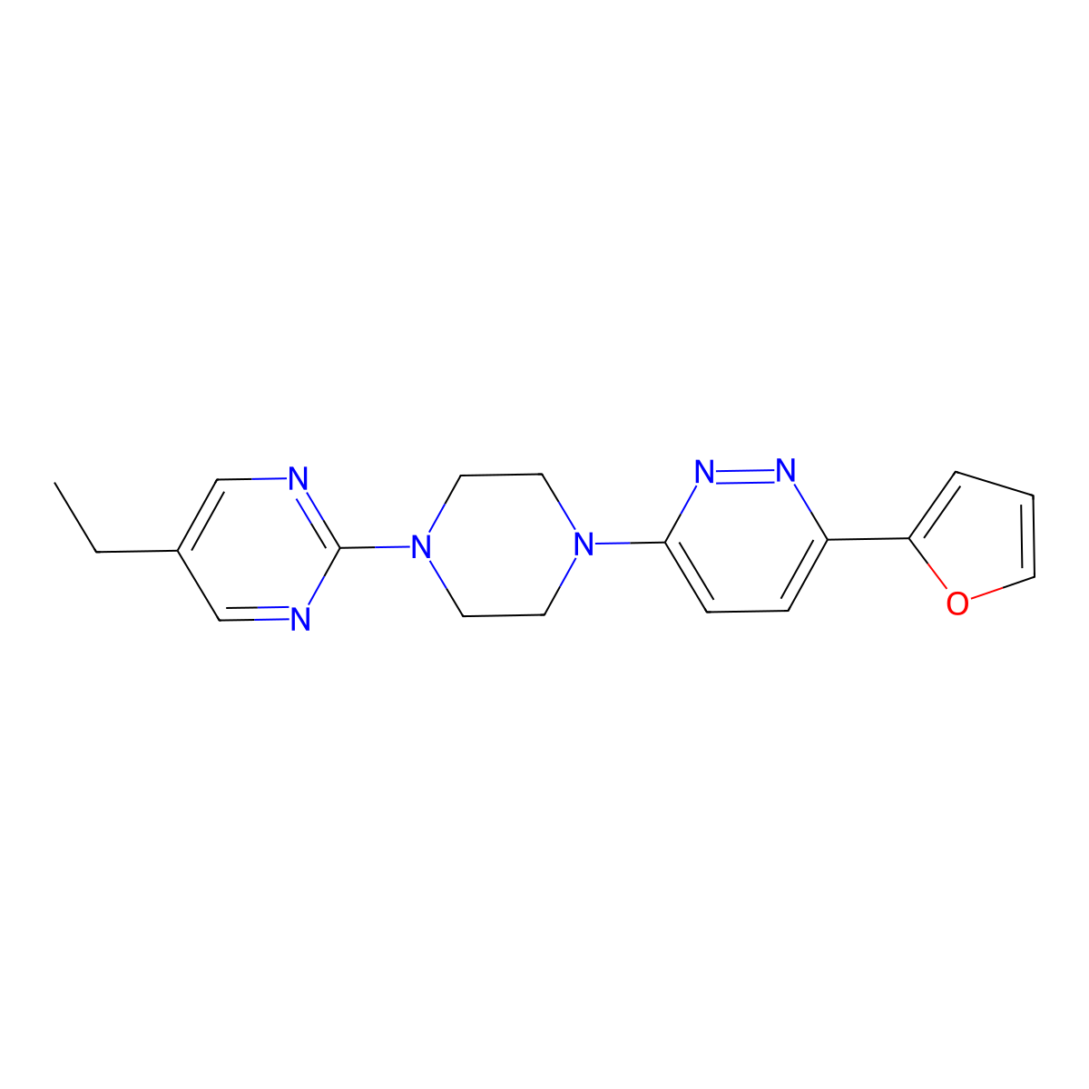 3-[4-(5-Ethylpyrimidin-2-yl)piperazin-1-yl]-6-(furan-2-yl)pyridazine molecular structure, CAS 2380193-00-8