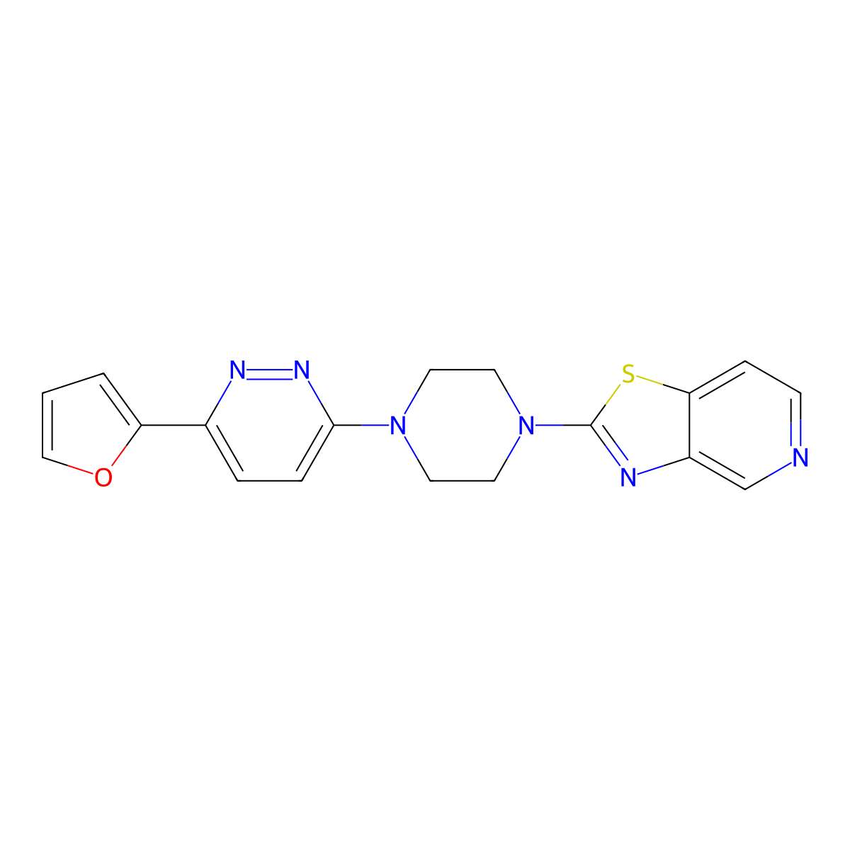 3-(Furan-2-yl)-6-(4-{[1,3]thiazolo[4,5-c]pyridin-2-yl}piperazin-1-yl)pyridazine molecular structure, CAS 2380193-01-9