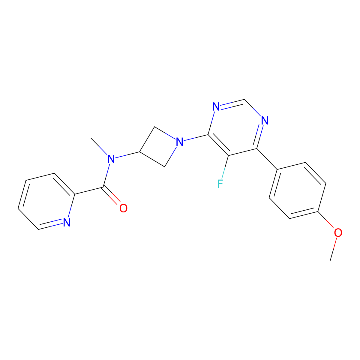 N-{1-[5-fluoro-6-(4-methoxyphenyl)pyrimidin-4-yl]azetidin-3-yl}-N-methylpyridine-2-carboxamide molecular structure, CAS 2380193-05-3