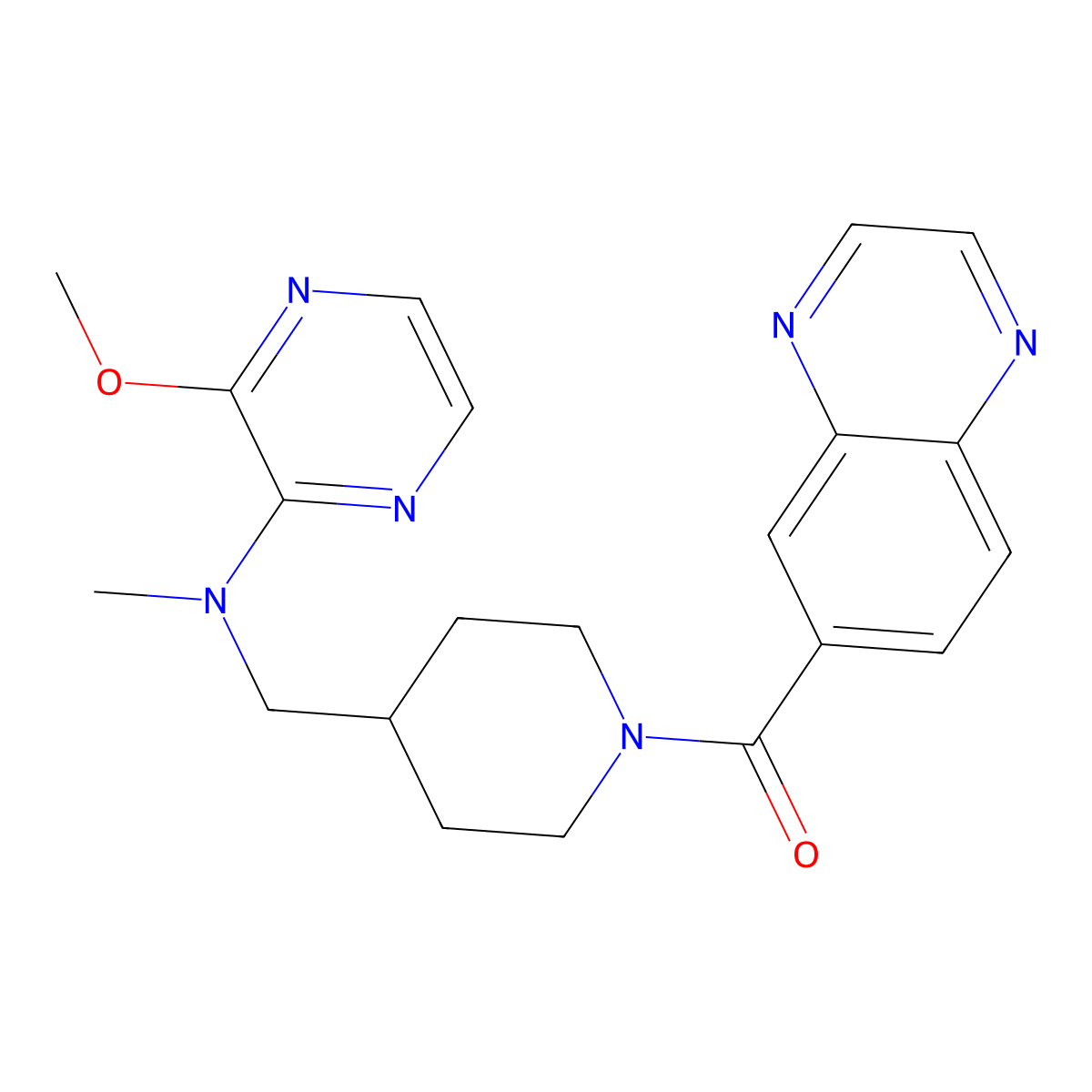 3-methoxy-N-methyl-N-{[1-(quinoxaline-6-carbonyl)piperidin-4-yl]methyl}pyrazin-2-amine molecular structure, CAS 2380193-11-1