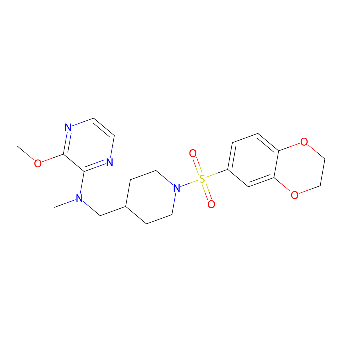 N-{[1-(2,3-dihydro-1,4-benzodioxine-6-sulfonyl)piperidin-4-yl]methyl}-3-methoxy-N-methylpyrazin-2-amine molecular structure, CAS 2380193-14-4