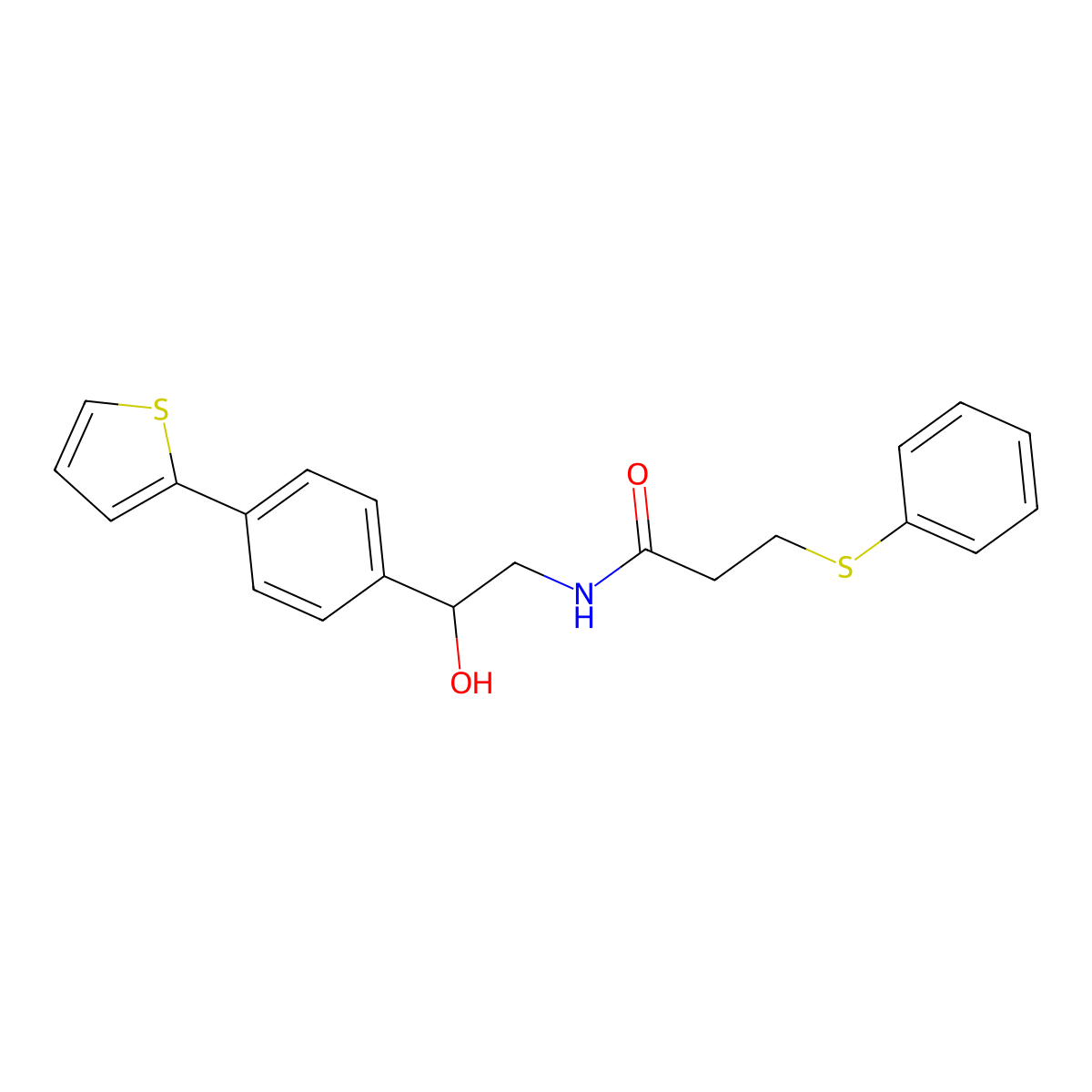 N-{2-hydroxy-2-[4-(thiophen-2-yl)phenyl]ethyl}-3-(phenylsulfanyl)propanamide molecular structure, CAS 2380193-15-5