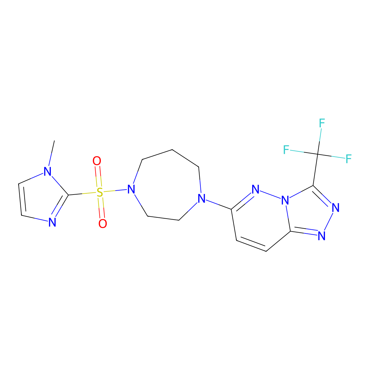 1-[(1-methyl-1H-imidazol-2-yl)sulfonyl]-4-[3-(trifluoromethyl)-[1,2,4]triazolo[4,3-b]pyridazin-6-yl]-1,4-diazepane molecular structure, CAS 2380193-26-8