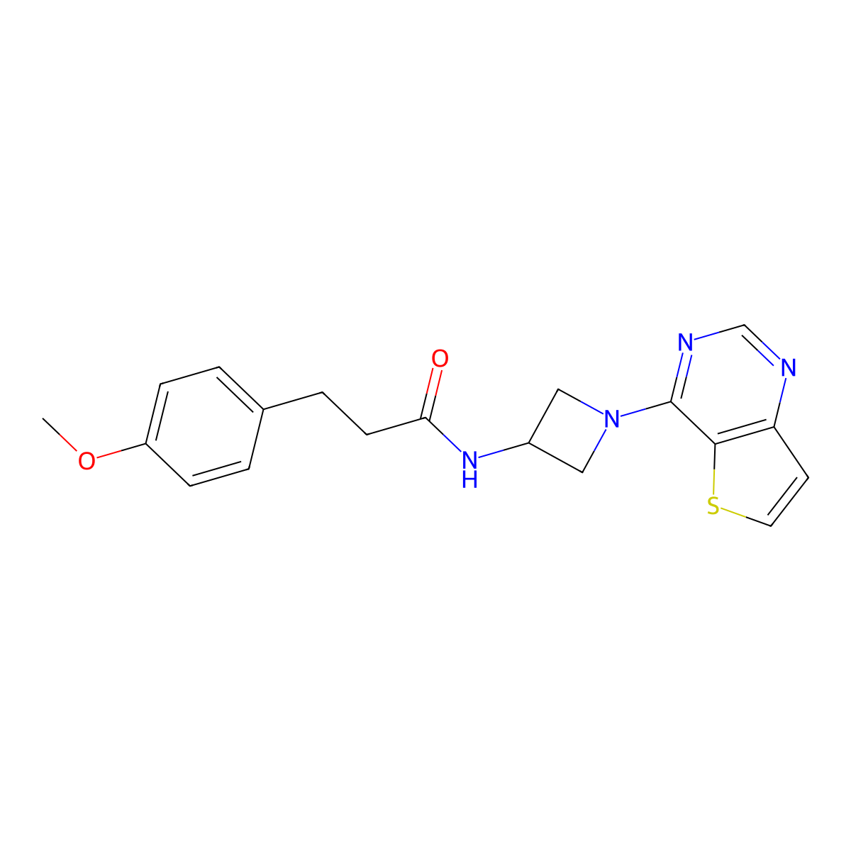 3-(4-methoxyphenyl)-N-(1-{thieno[3,2-d]pyrimidin-4-yl}azetidin-3-yl)propanamide molecular structure, CAS 2380193-36-0