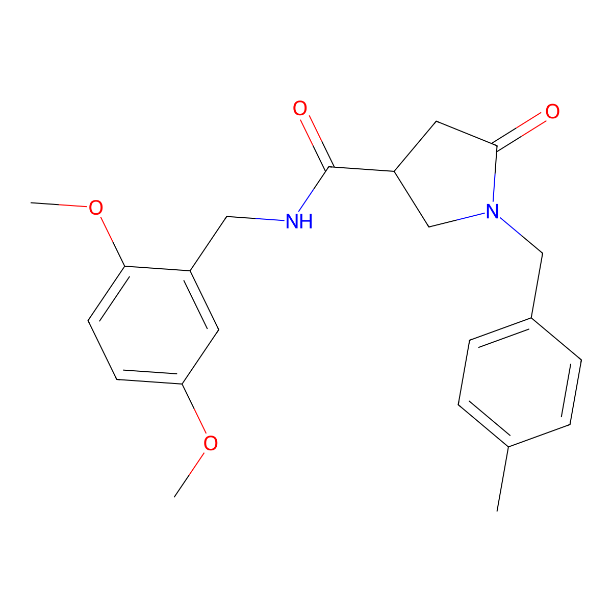 N-[(2,5-Dimethoxyphenyl)methyl]-1-[(4-methylphenyl)methyl]-5-oxopyrrolidine-3-carboxamide molecular structure, CAS 2380193-40-6