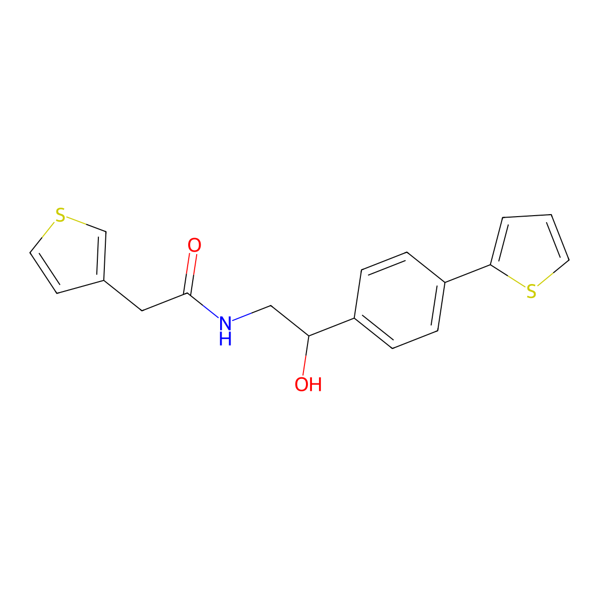 N-{2-hydroxy-2-[4-(thiophen-2-yl)phenyl]ethyl}-2-(thiophen-3-yl)acetamide molecular structure, CAS 2380193-47-3