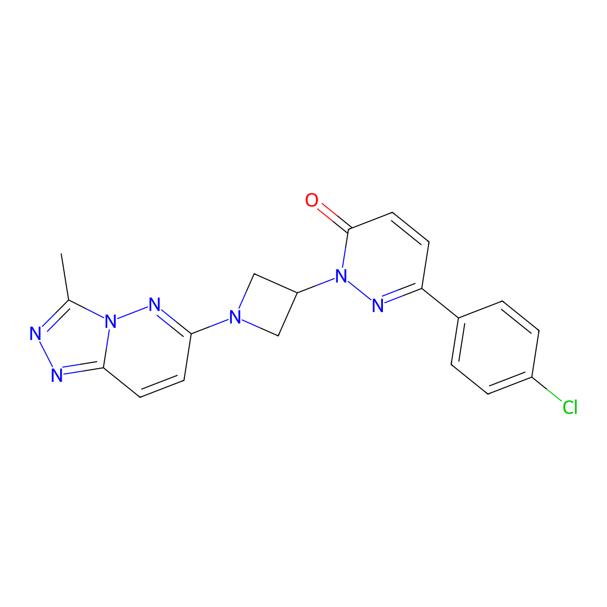 6-(4-Chlorophenyl)-2-(1-{3-methyl-[1,2,4]triazolo[4,3-b]pyridazin-6-yl}azetidin-3-yl)-2,3-dihydropyridazin-3-one molecular structure, CAS 2380193-48-4
