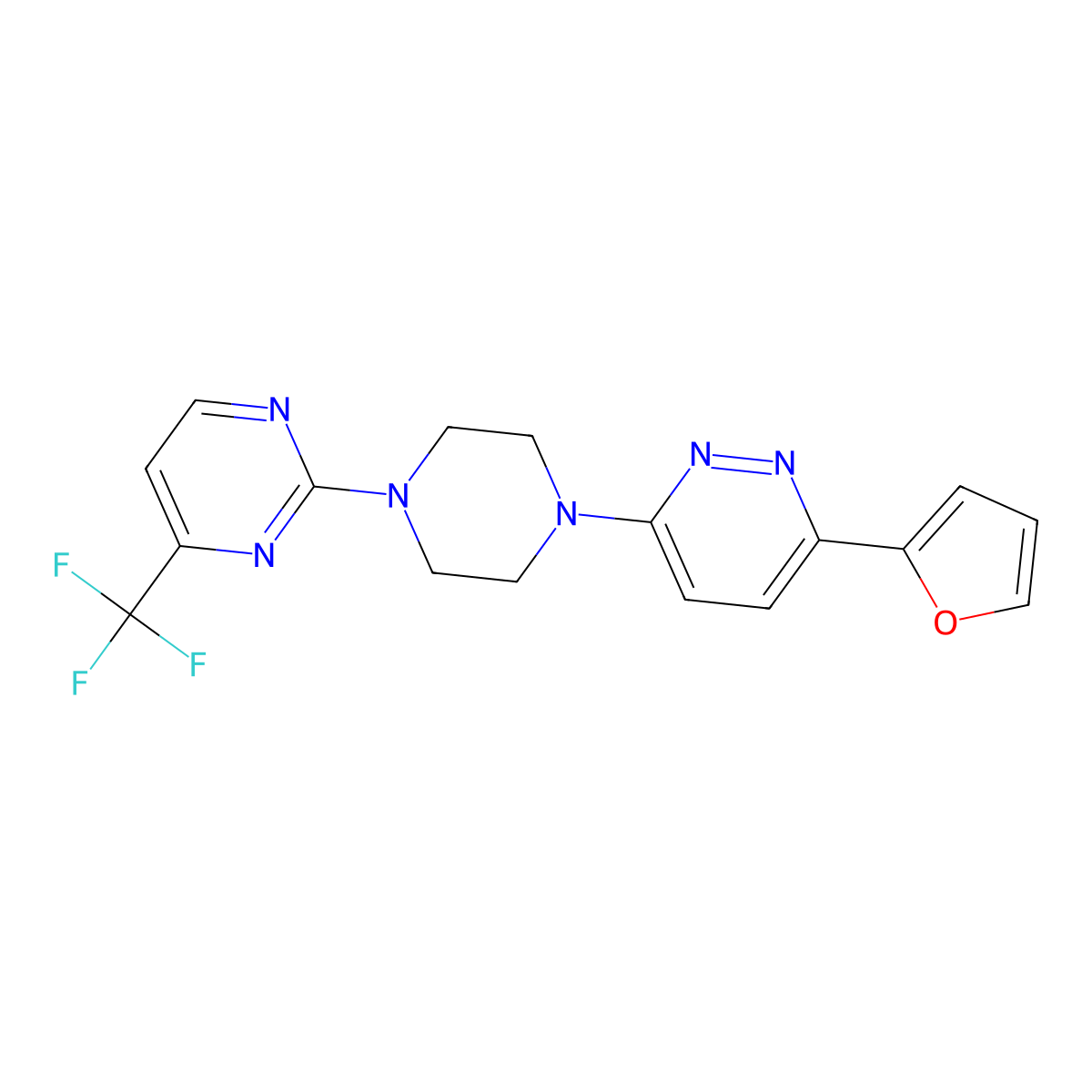 3-(Furan-2-yl)-6-{4-[4-(trifluoromethyl)pyrimidin-2-yl]piperazin-1-yl}pyridazine molecular structure, CAS 2380193-56-4
