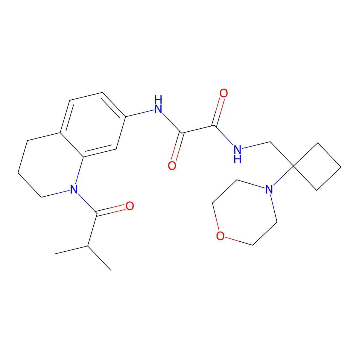N'-[1-(2-methylpropanoyl)-1,2,3,4-tetrahydroquinolin-7-yl]-N-{[1-(morpholin-4-yl)cyclobutyl]methyl}ethanediamide molecular structure, CAS 2380193-61-1