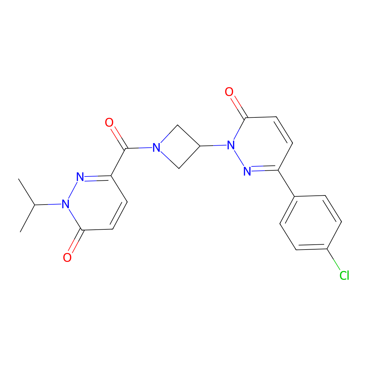 6-(4-Chlorophenyl)-2-{1-[6-oxo-1-(propan-2-yl)-1,6-dihydropyridazine-3-carbonyl]azetidin-3-yl}-2,3-dihydropyridazin-3-one molecular structure, CAS 2380193-63-3