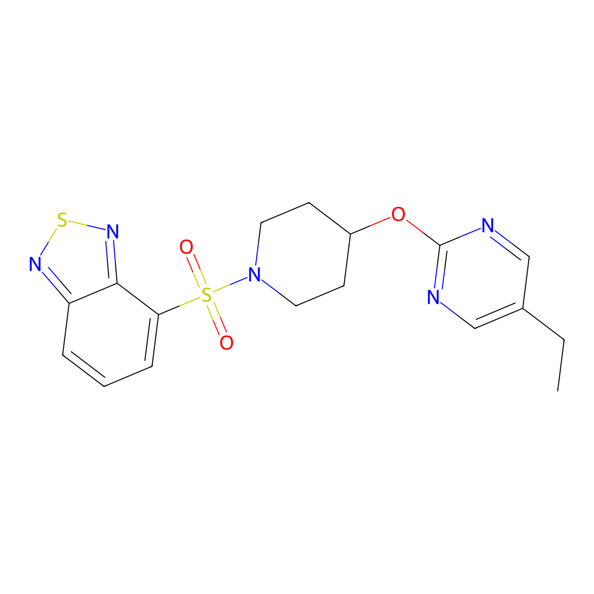4-({4-[(5-Ethylpyrimidin-2-yl)oxy]piperidin-1-yl}sulfonyl)-2,1,3-benzothiadiazole molecular structure, CAS 2380193-64-4