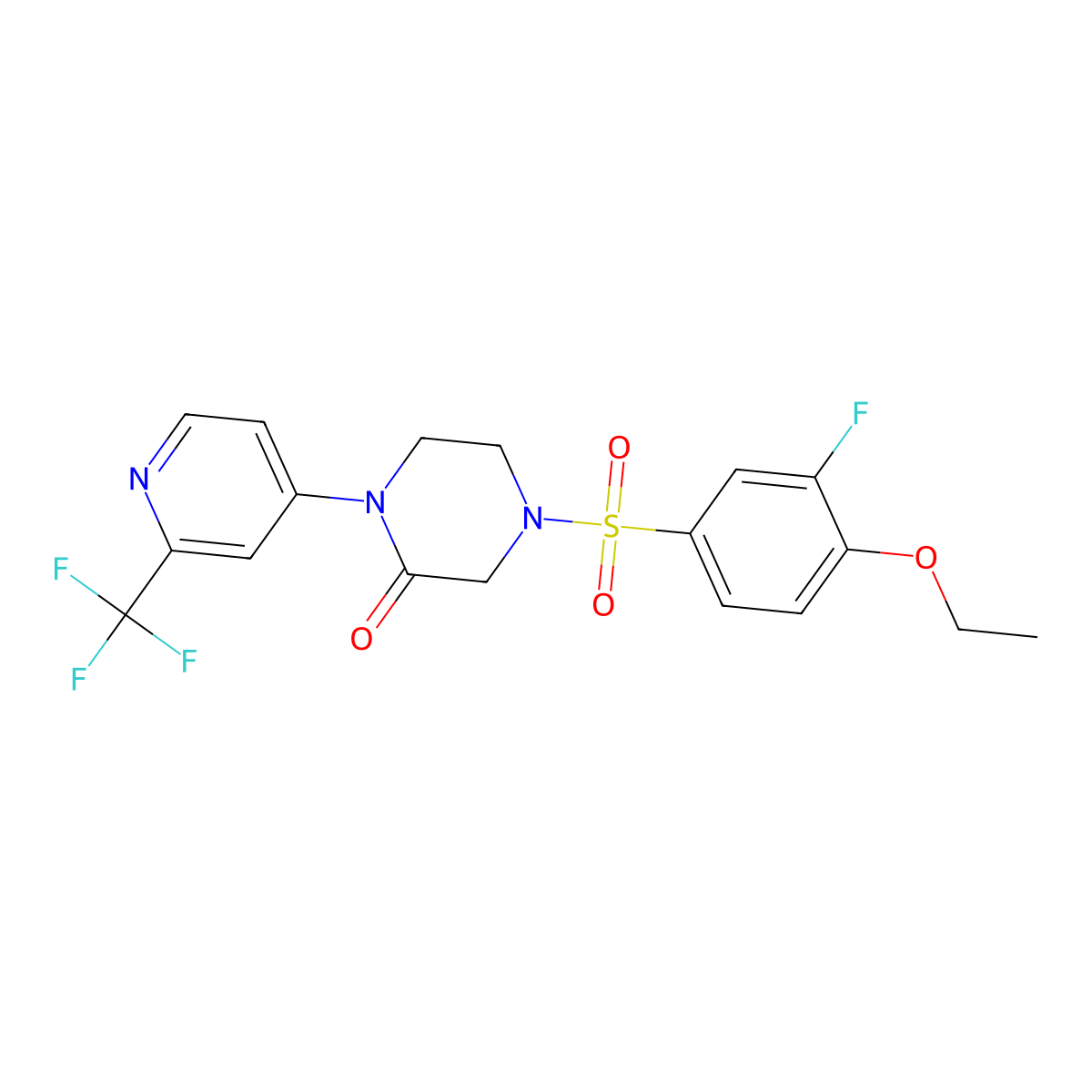 4-(4-Ethoxy-3-fluorobenzenesulfonyl)-1-[2-(trifluoromethyl)pyridin-4-yl]piperazin-2-one molecular structure, CAS 2380193-70-2